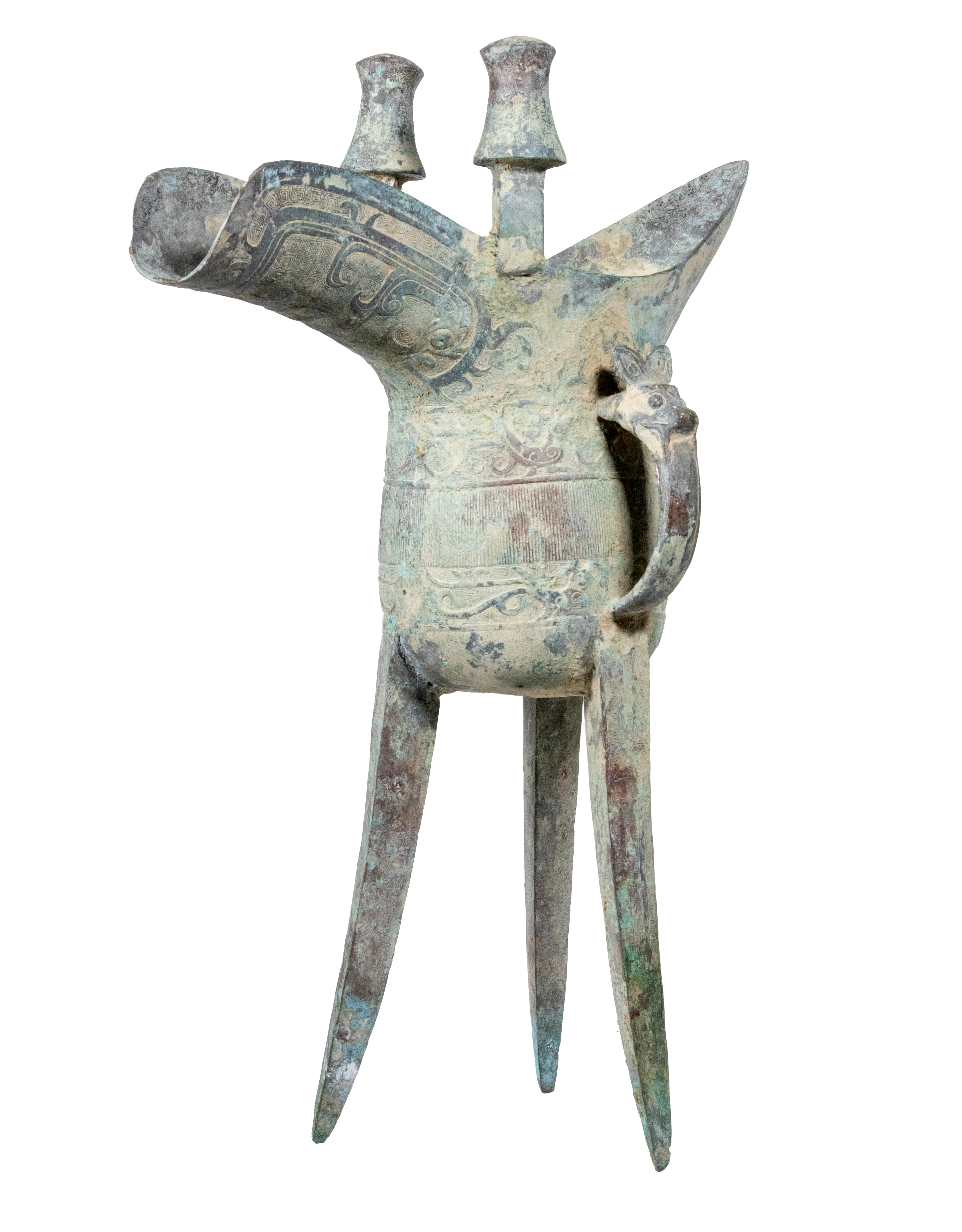 ANCIENT CHINESE BRONZE RITUAL 'JUE' PITCHER