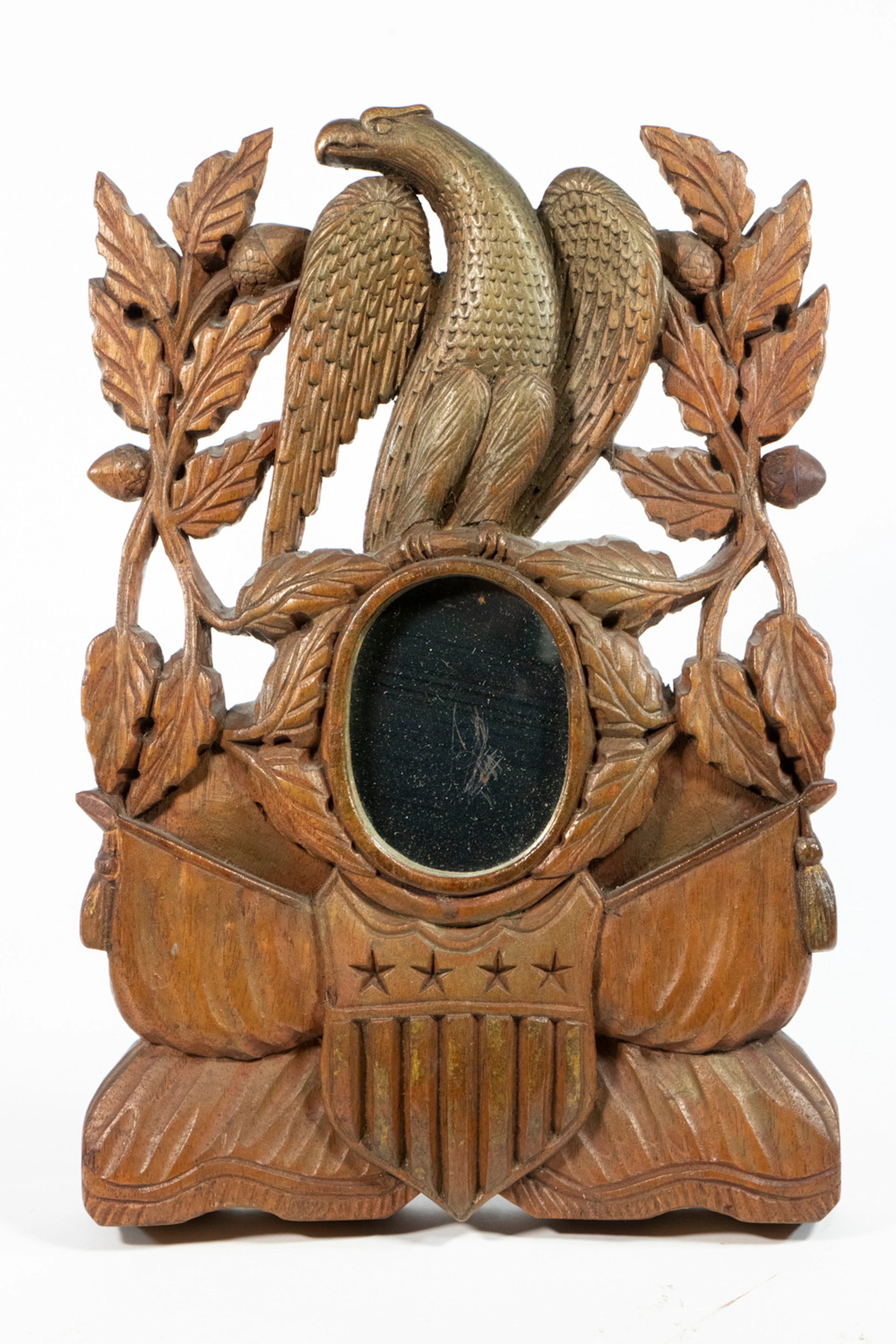FOLK ART PATRIOTIC CARVED EAGLE MIRROR