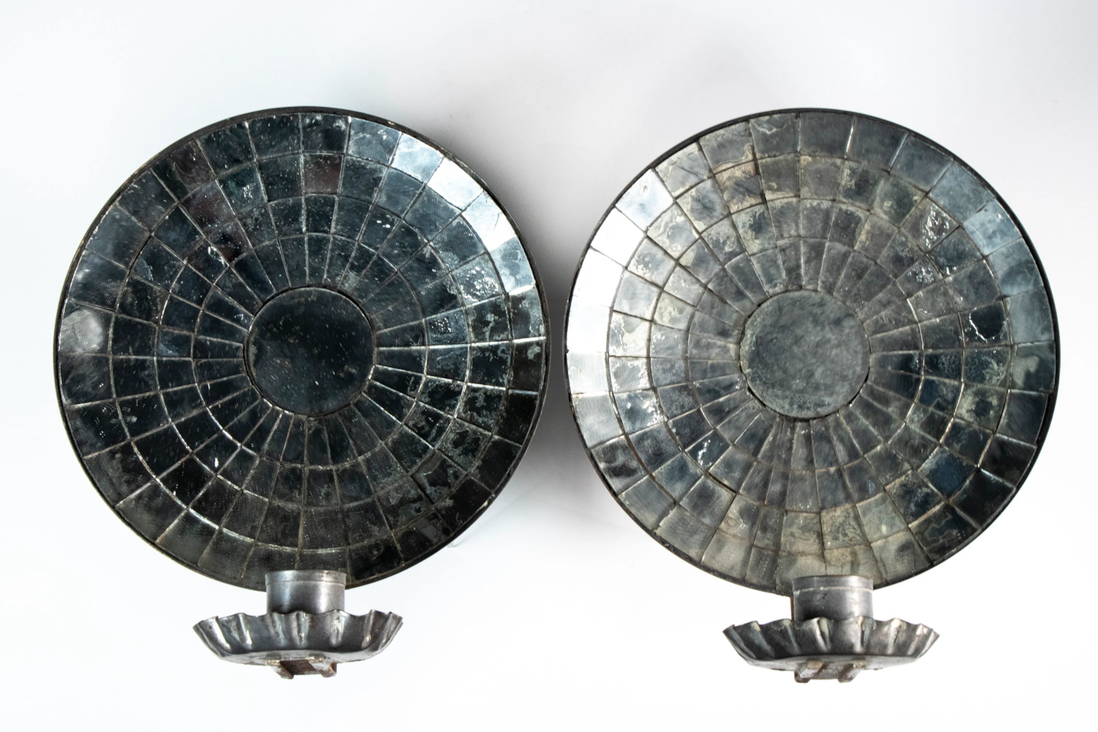 PR MIRRORED TIN CANDLE SCONCES