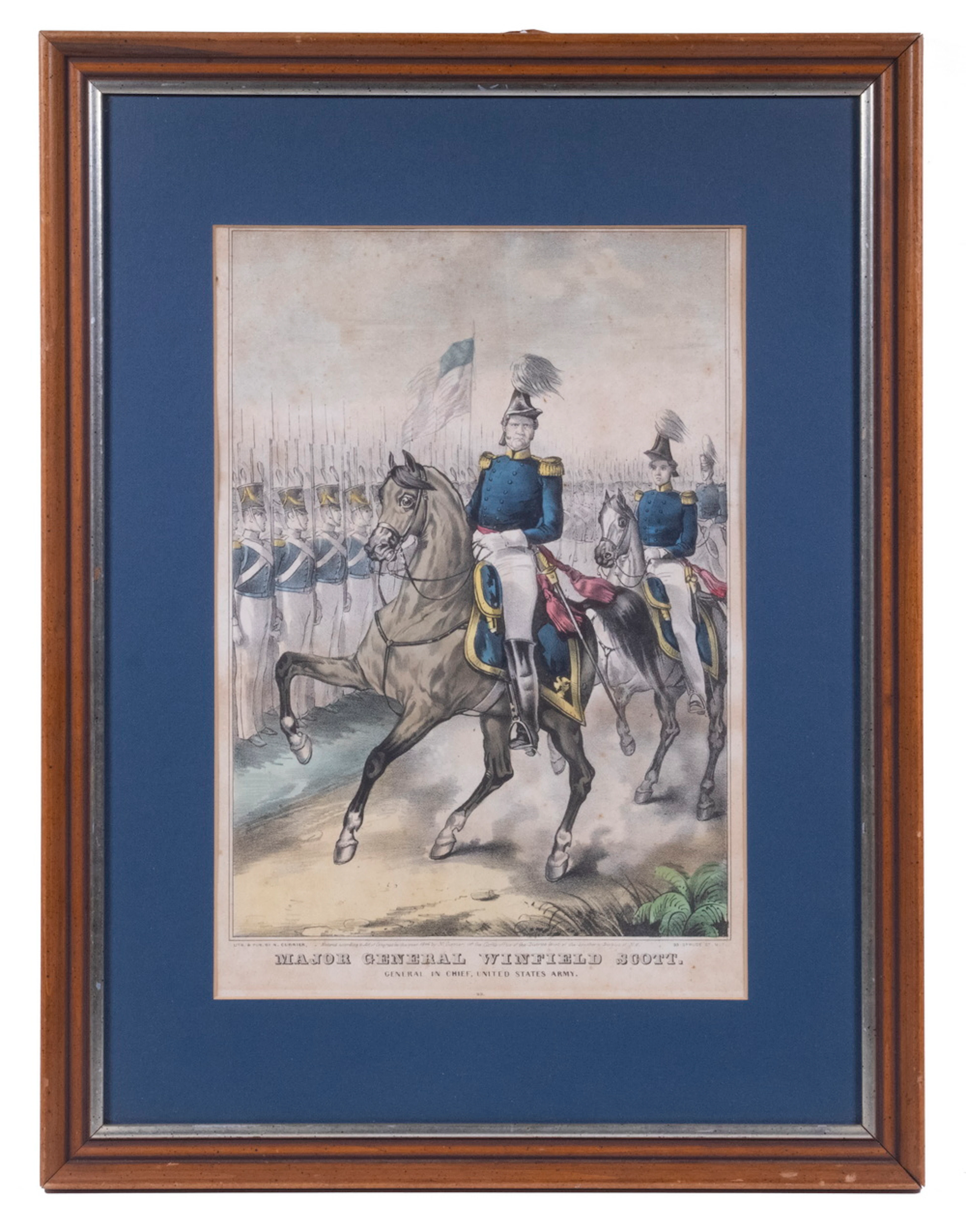 FRAMED CURRIER PRINT OF GEN. WINFIELD SCOTT, MEXICAN WAR ERA