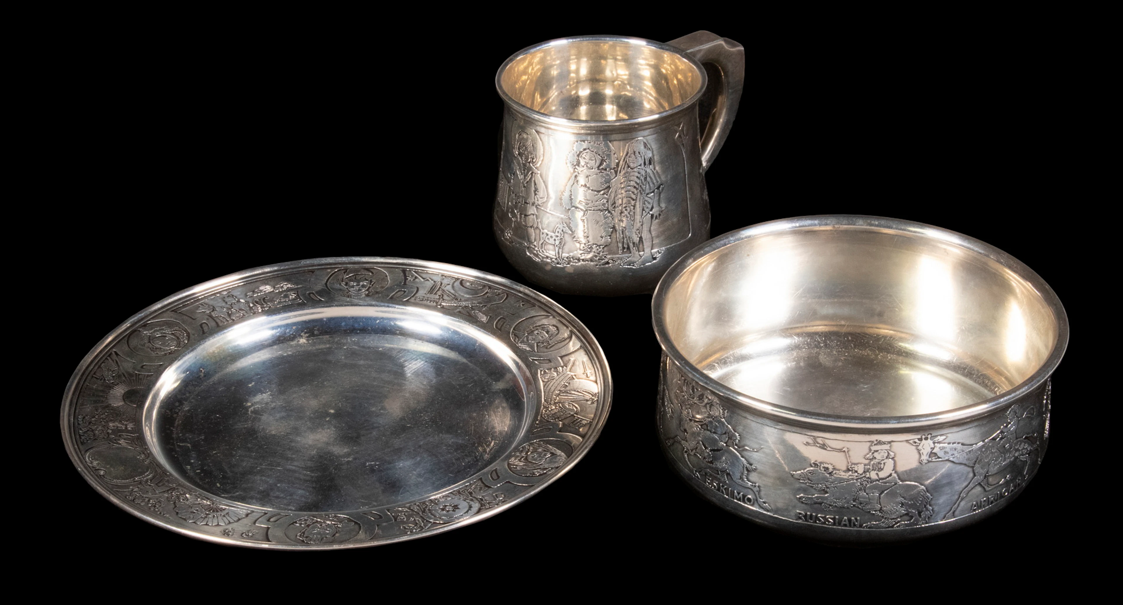 WILLIAM B. KERR STERLING BABY SET, SOLD BY J.E. CALDWELL