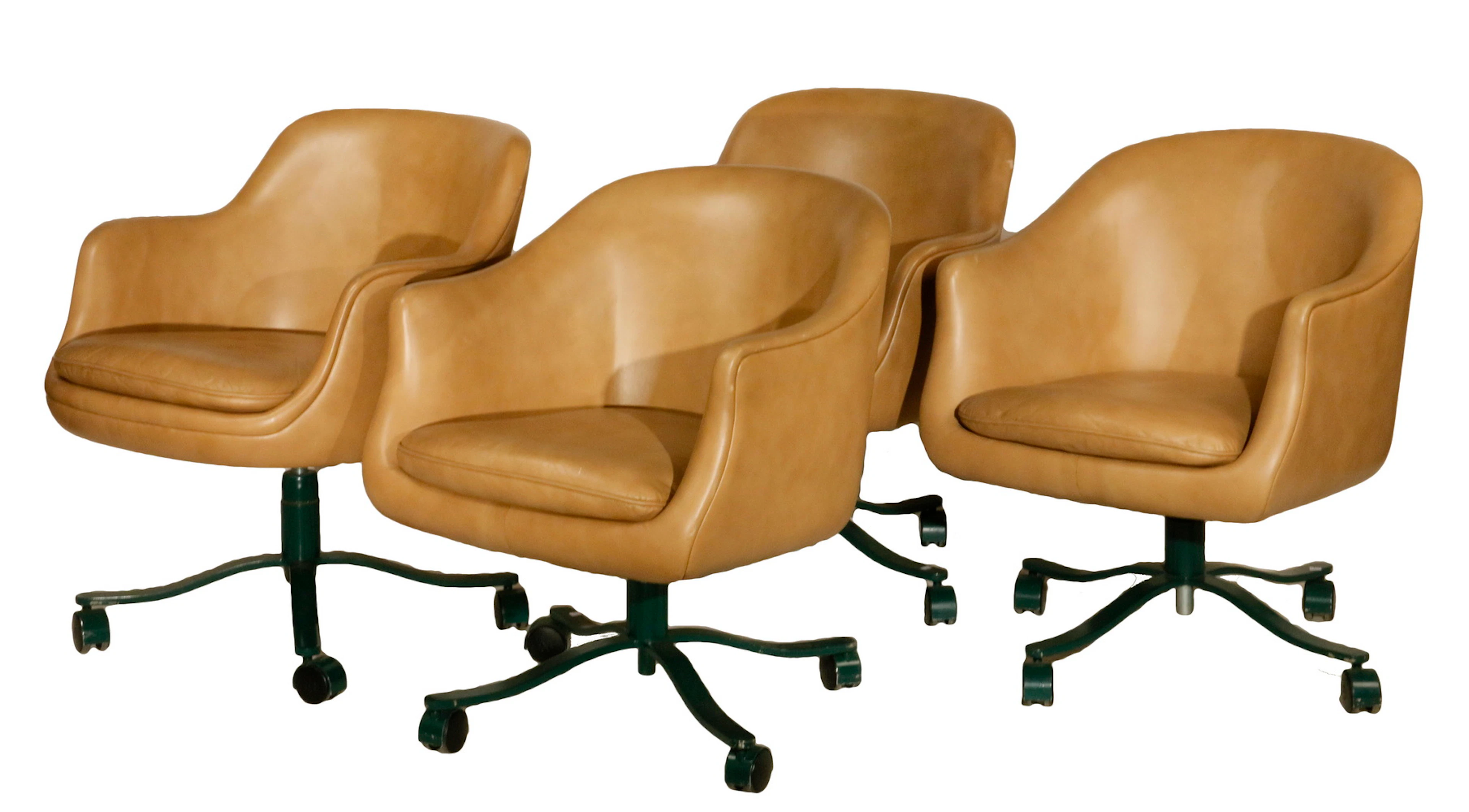 MIDCENTURY MODERN SWIVEL LEATHER CHAIRS BY ZOGRAPHOS