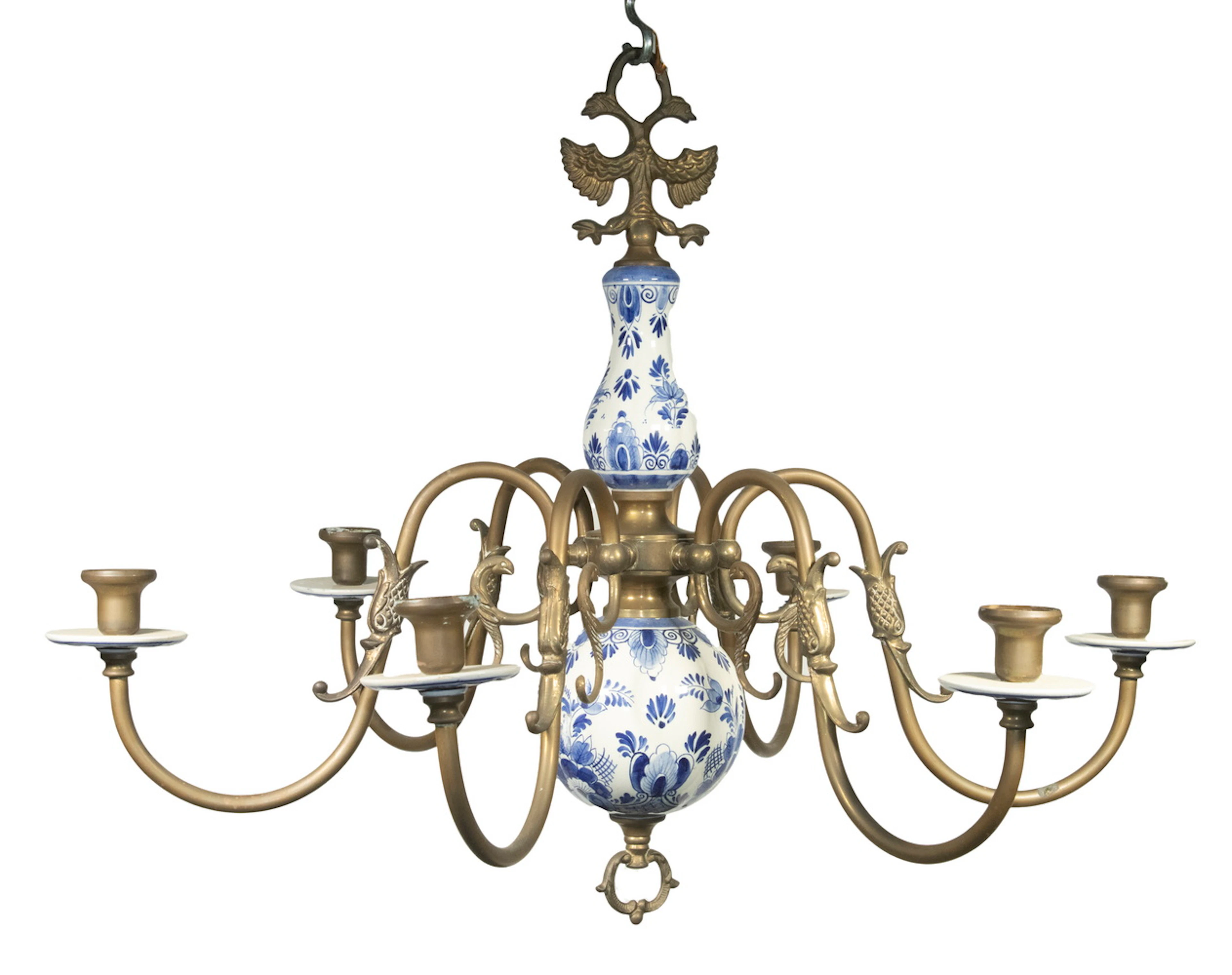 BRASS & DELFT CANDLE CHANDELIER