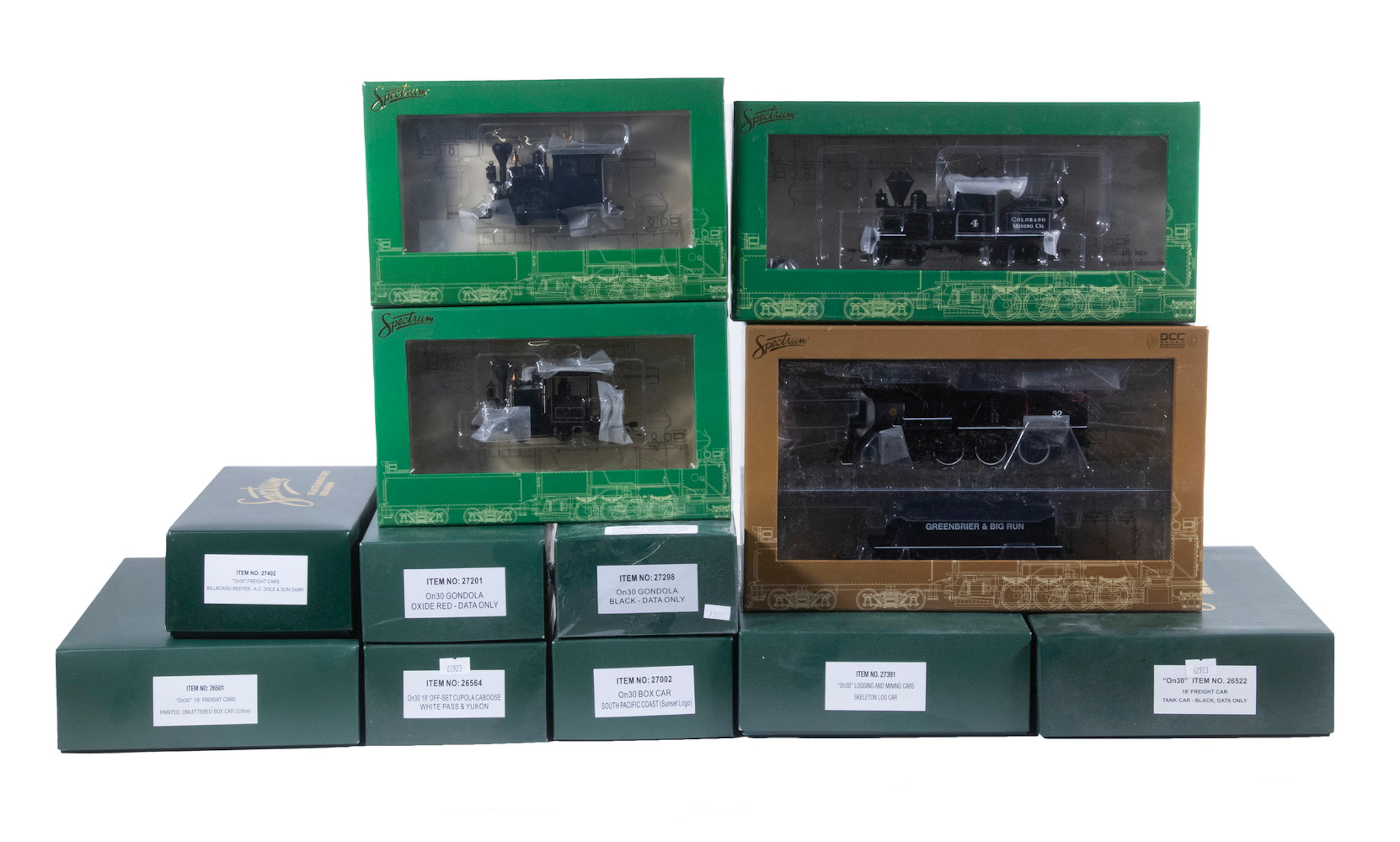 (12) BACHMANN SPECTRUM ON30 MODEL TRAIN CARS