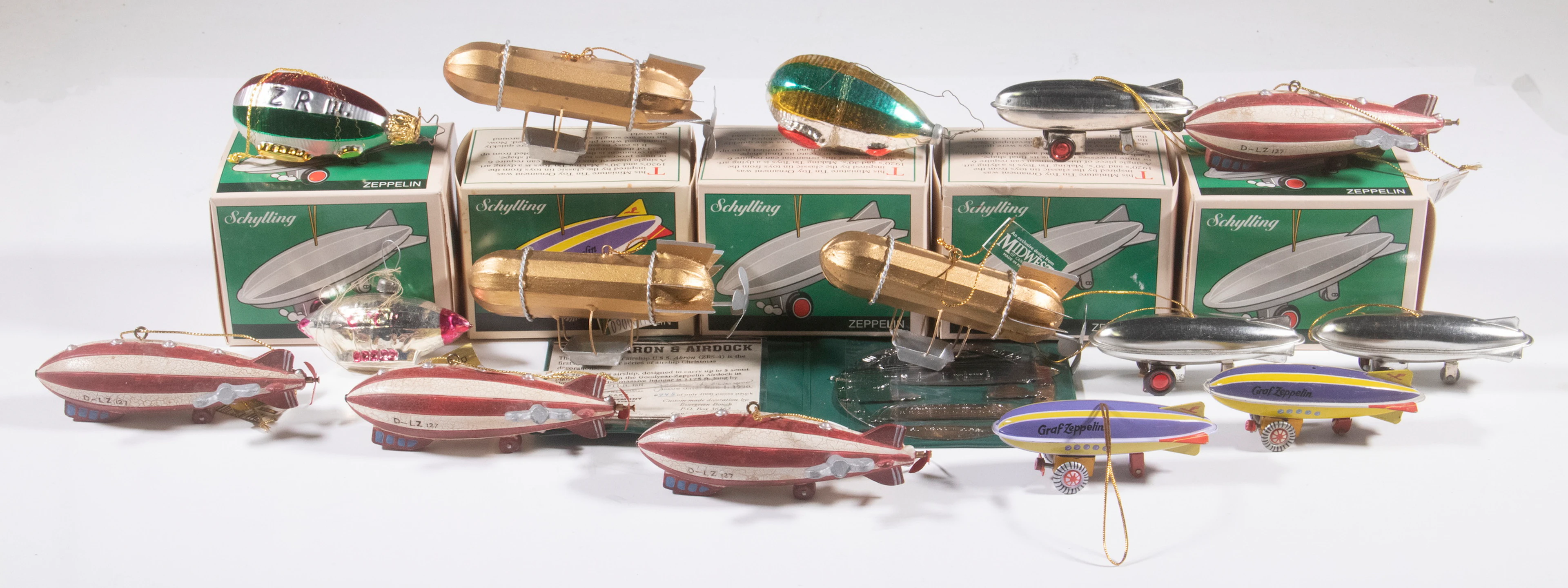 ZEPPELIN BLIMP FORM HOLIDAY ORNAMENTS