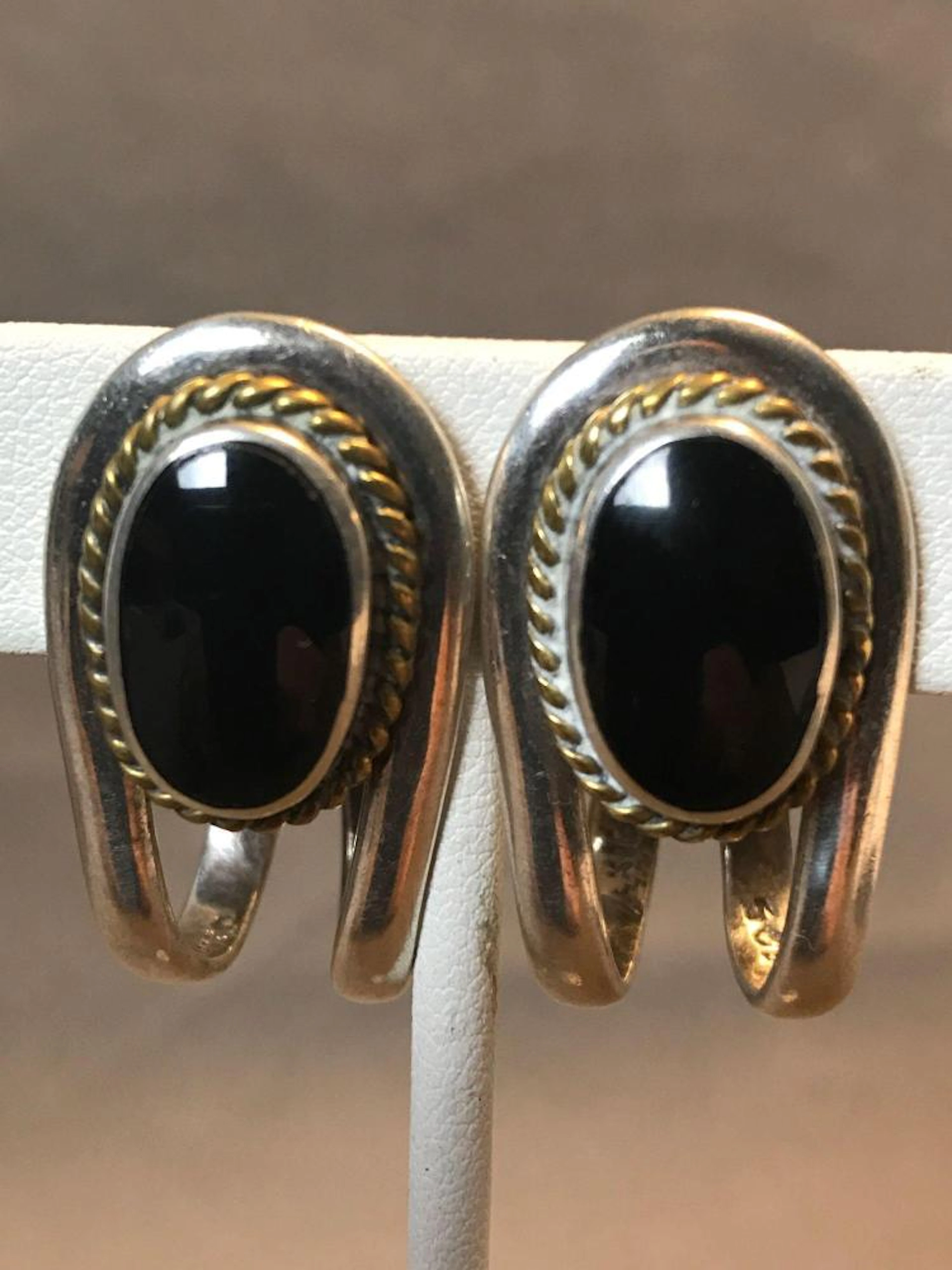 Sterling Silver and Onyx Earrings