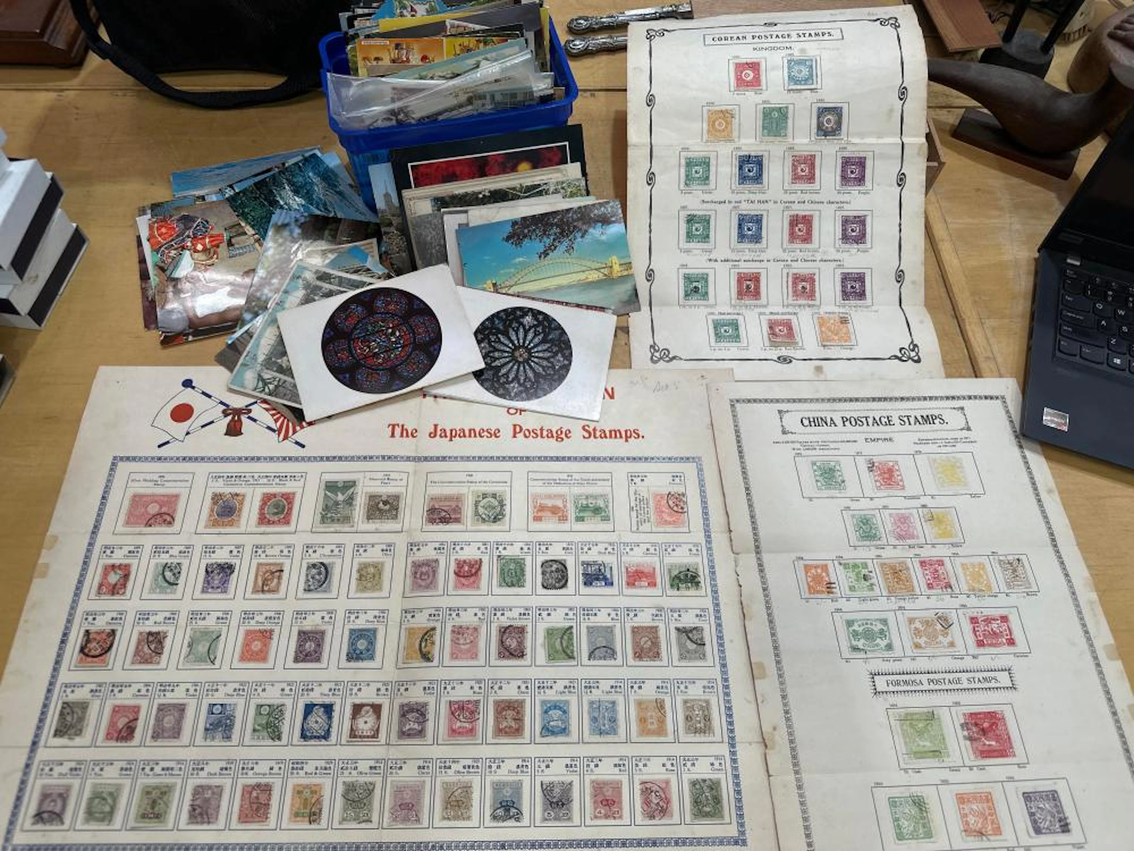 Qty postcards and stamps incl