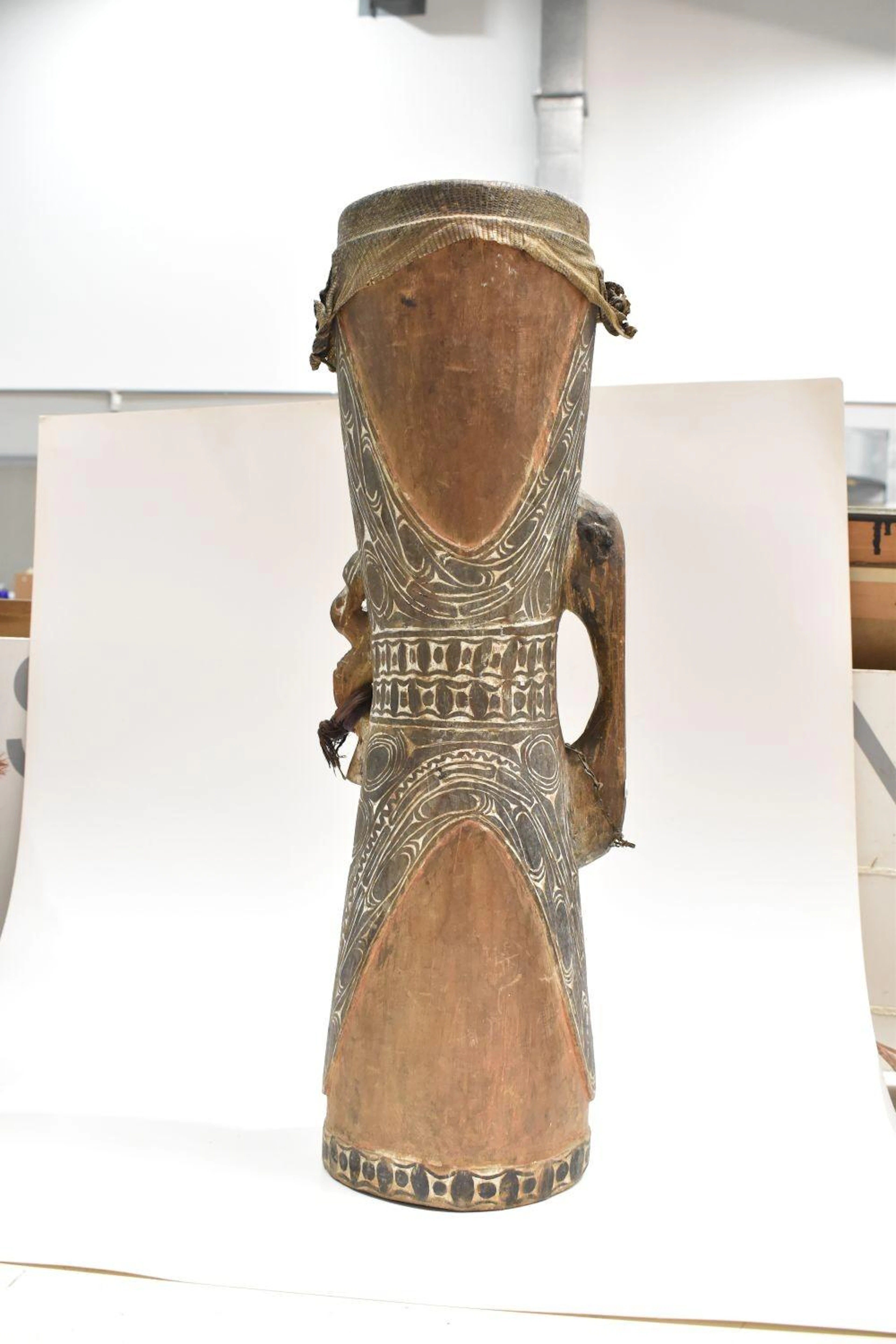 Vintage Timber Tribal Drum - lizard skin to top and hand...