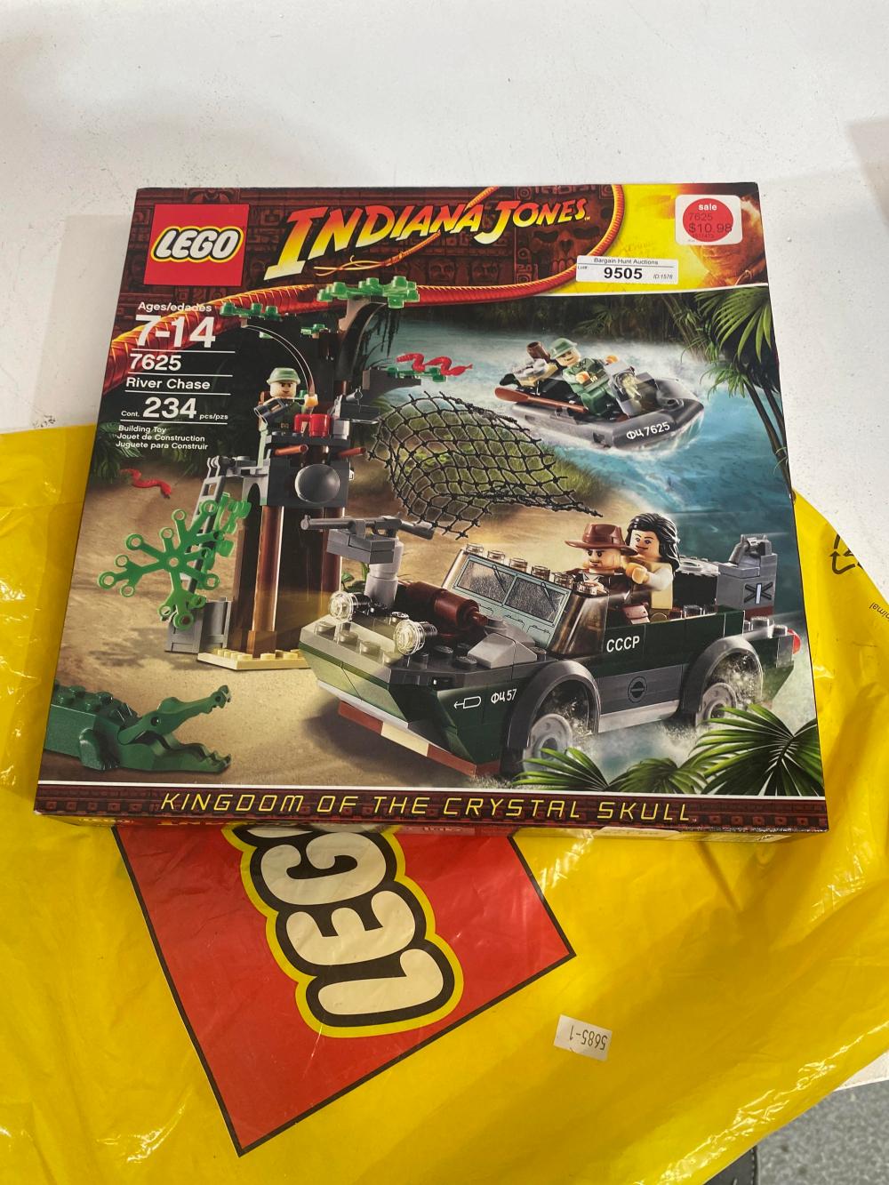 Boxed set of Lego- Indiana Jones, river chase, No 7625. Box is 29cm x 29cm.