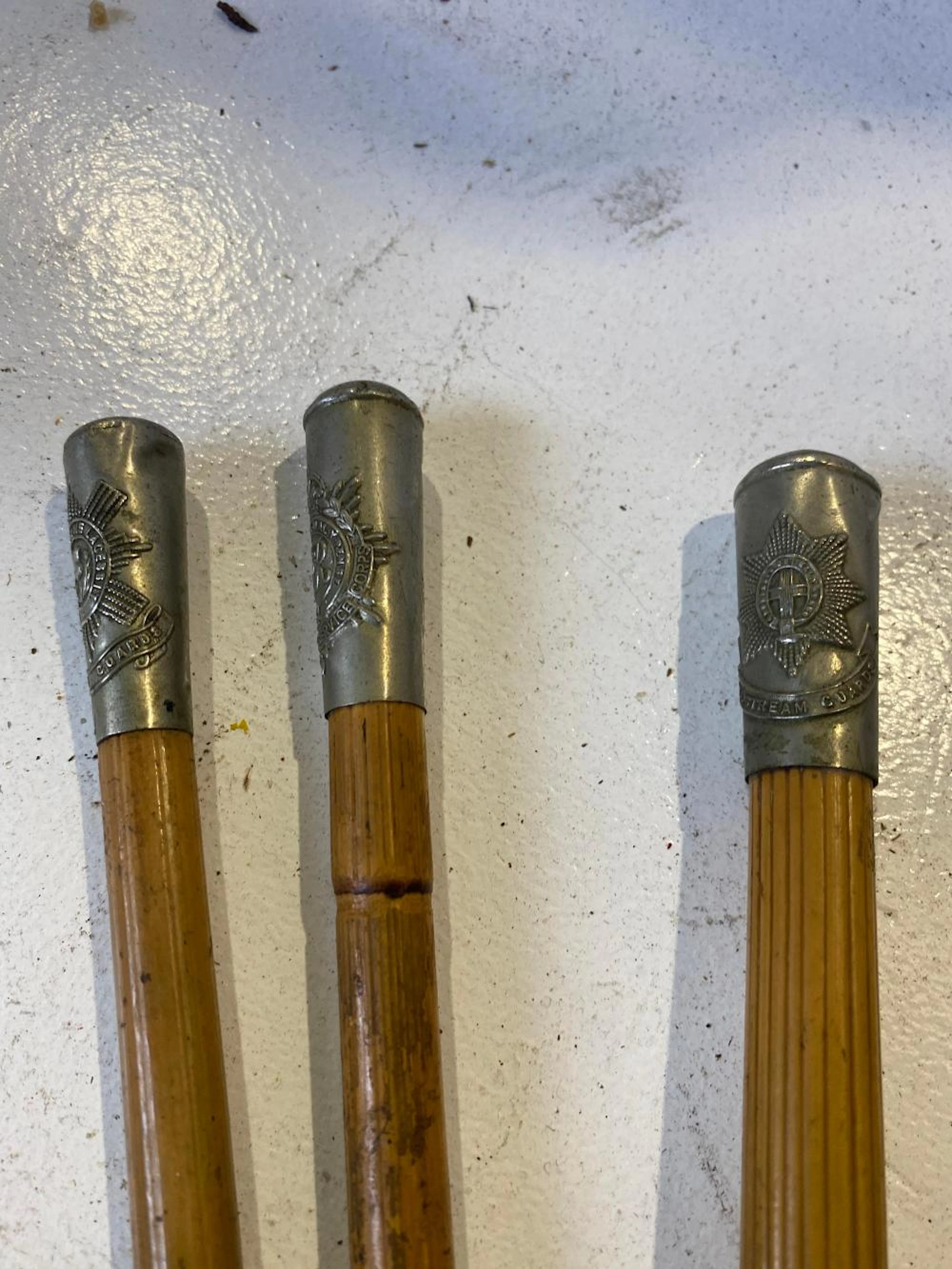 3 x English military swagger sticks