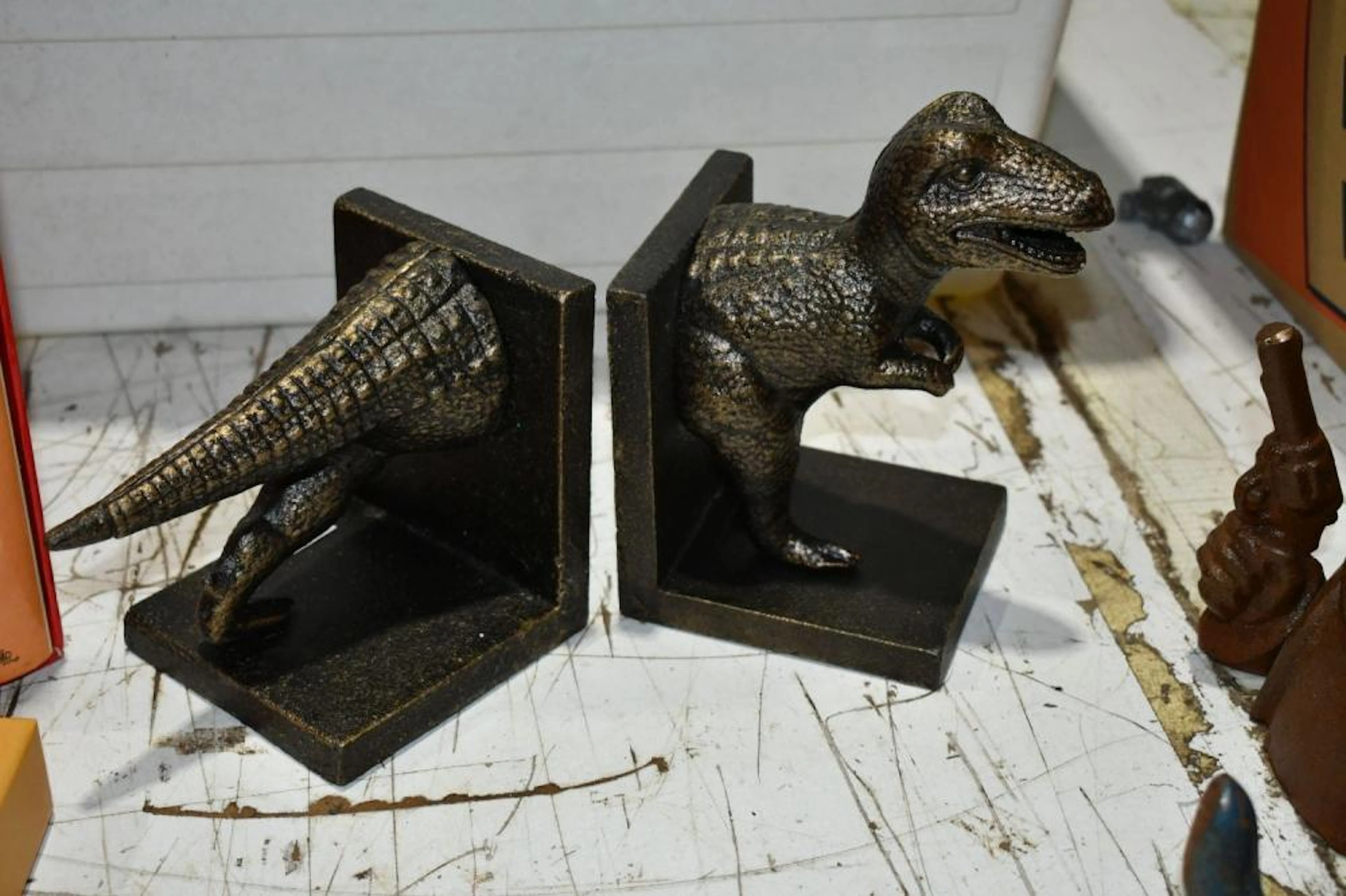 Cast Metal T Rex Bookend.