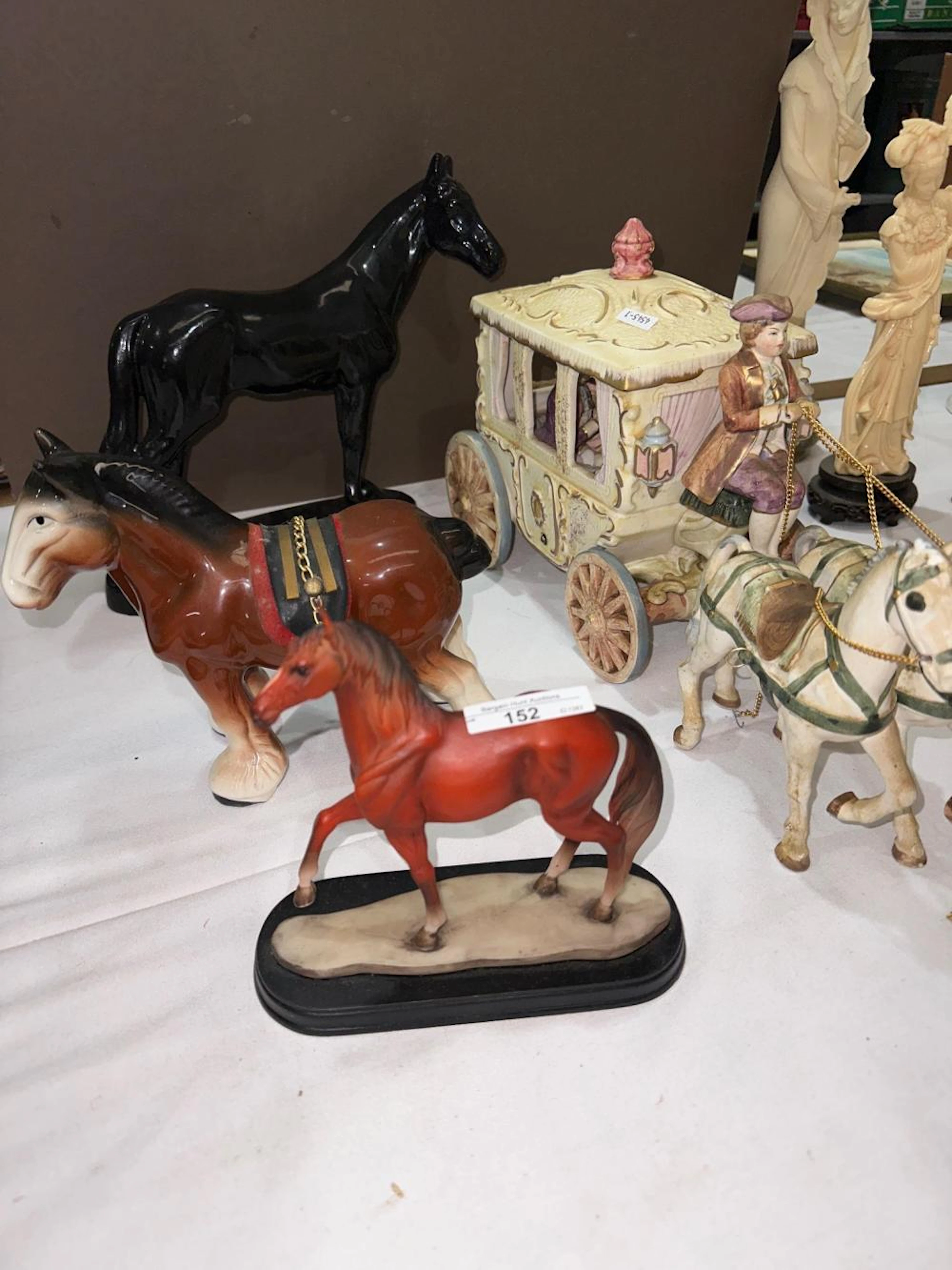 Four Various Horse Ornaments - resin on wooden base