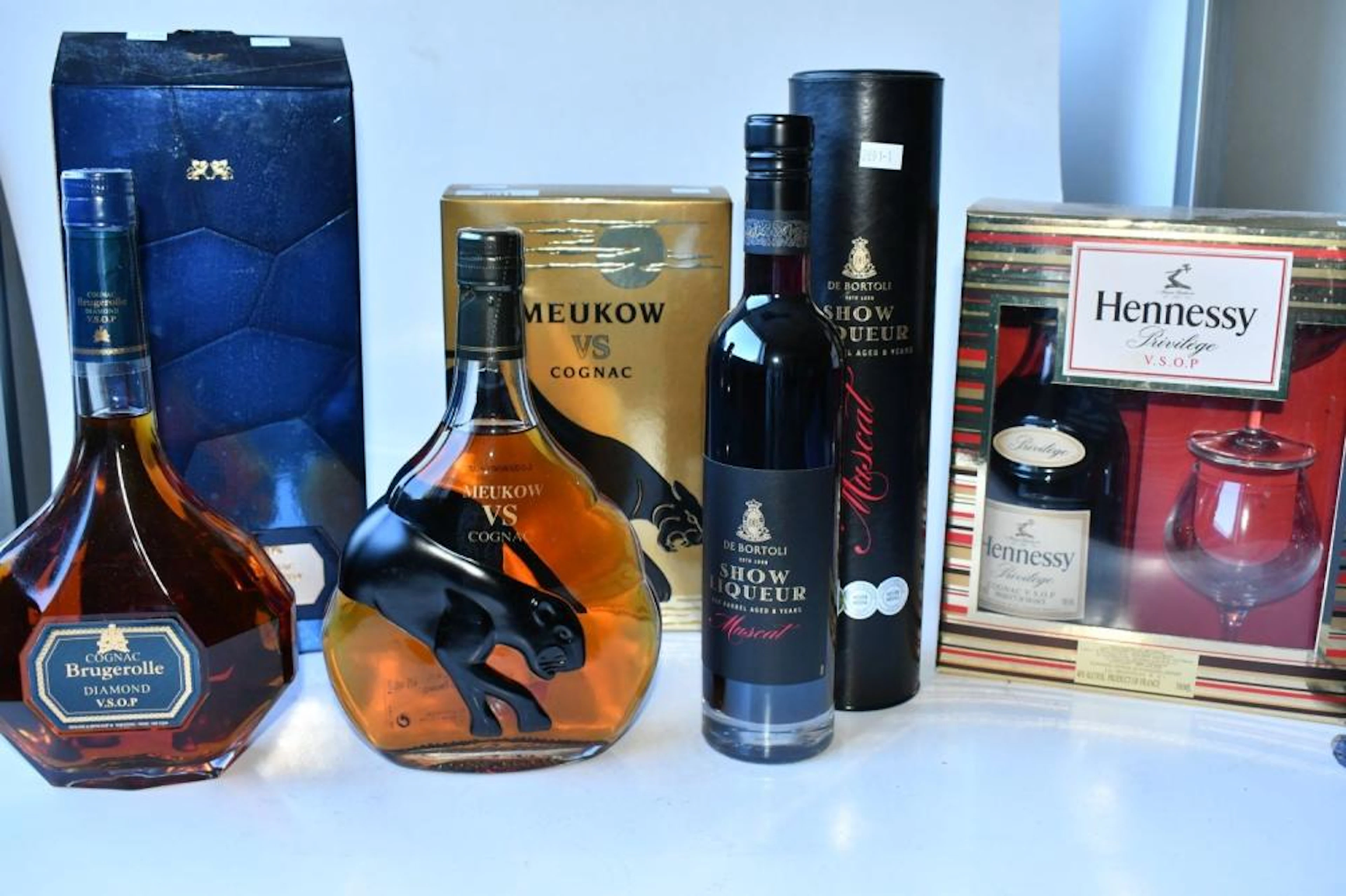 3 Bottles French Cognac and a De Bortoli Show Liqueur Muscat