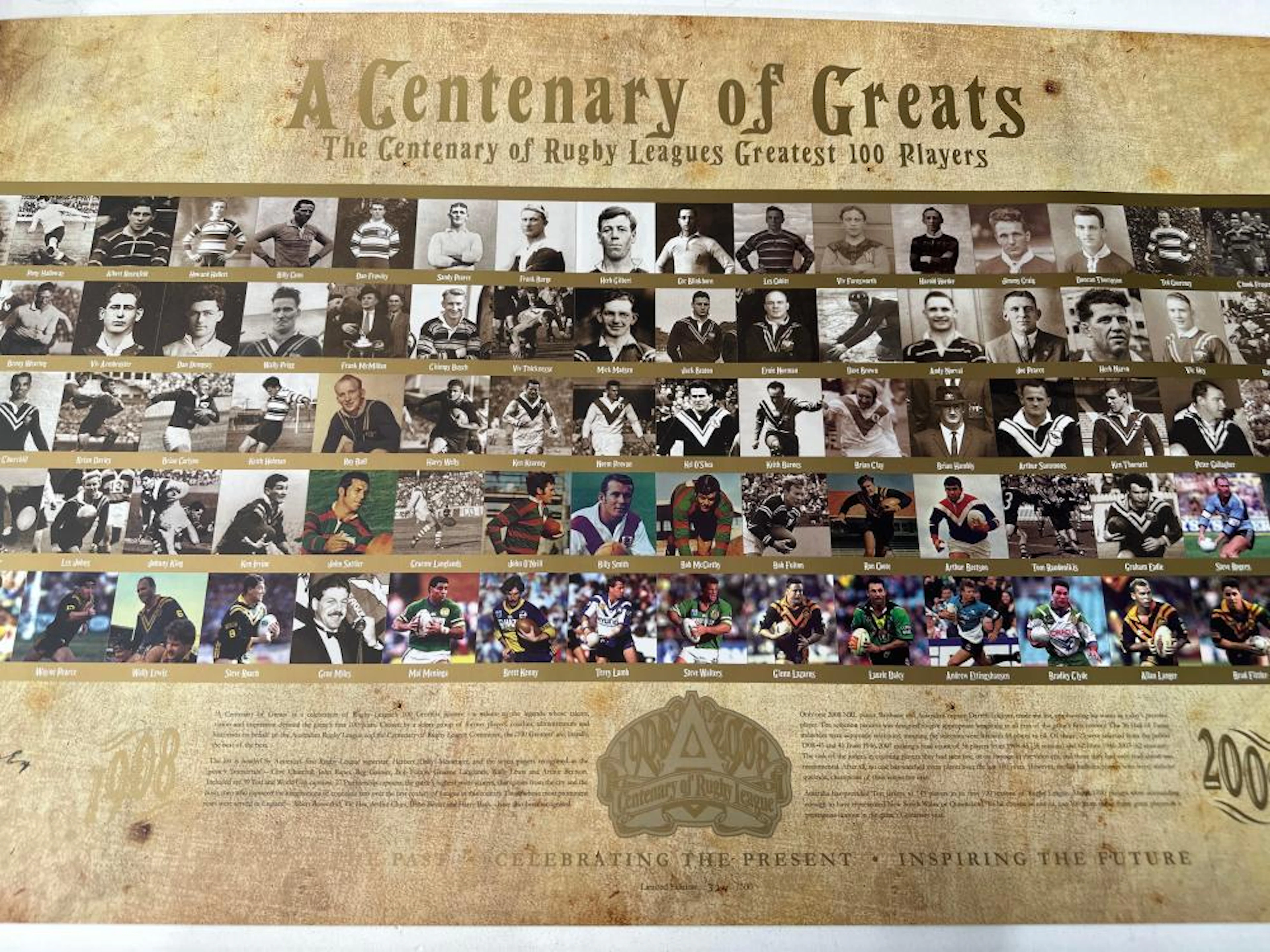 RUGBY LEAGUE; 2 x posters - 1 x A Centenary of Greats