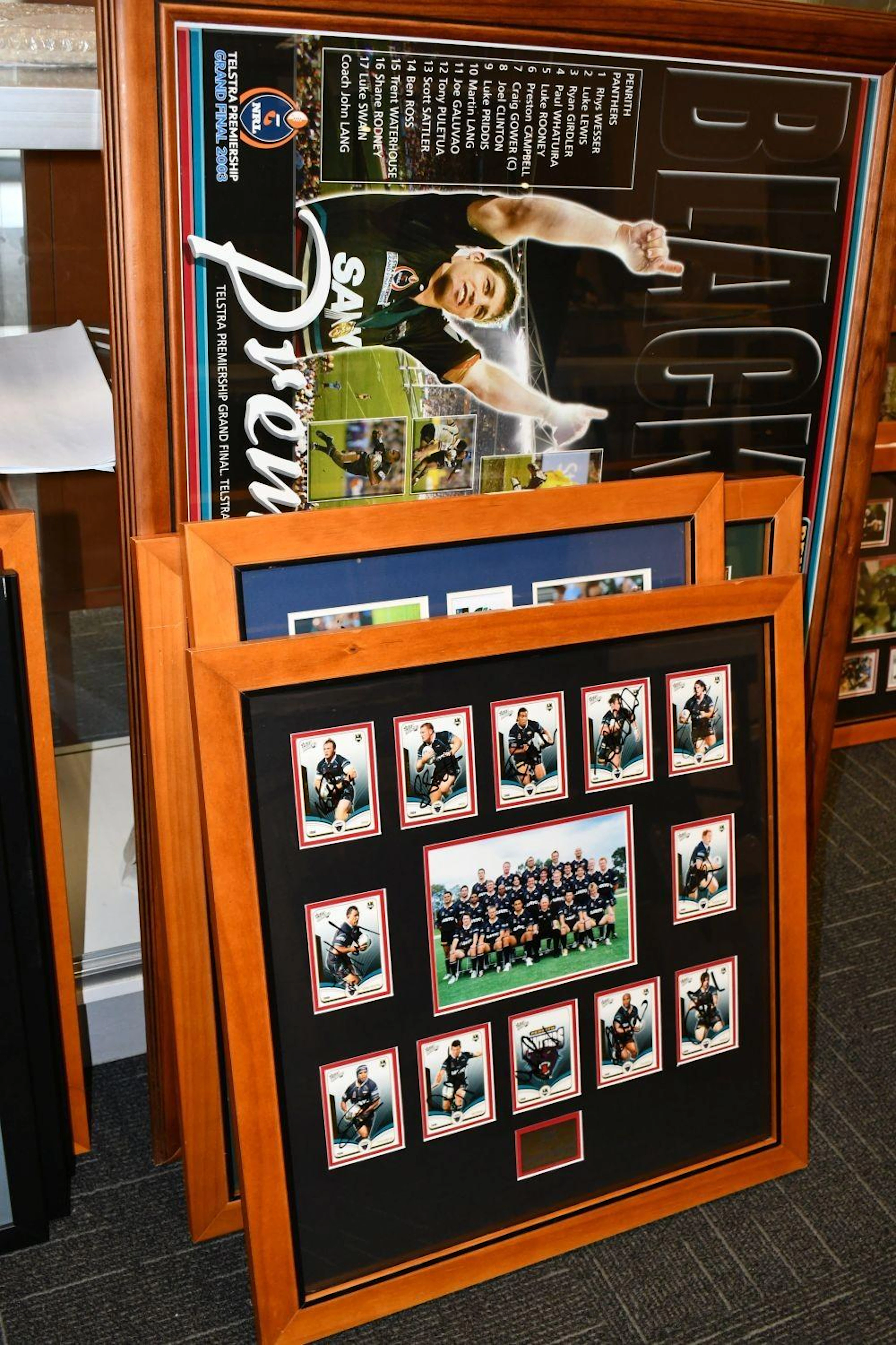 4 Framed Football Collages and a Large Penrith Panthers...