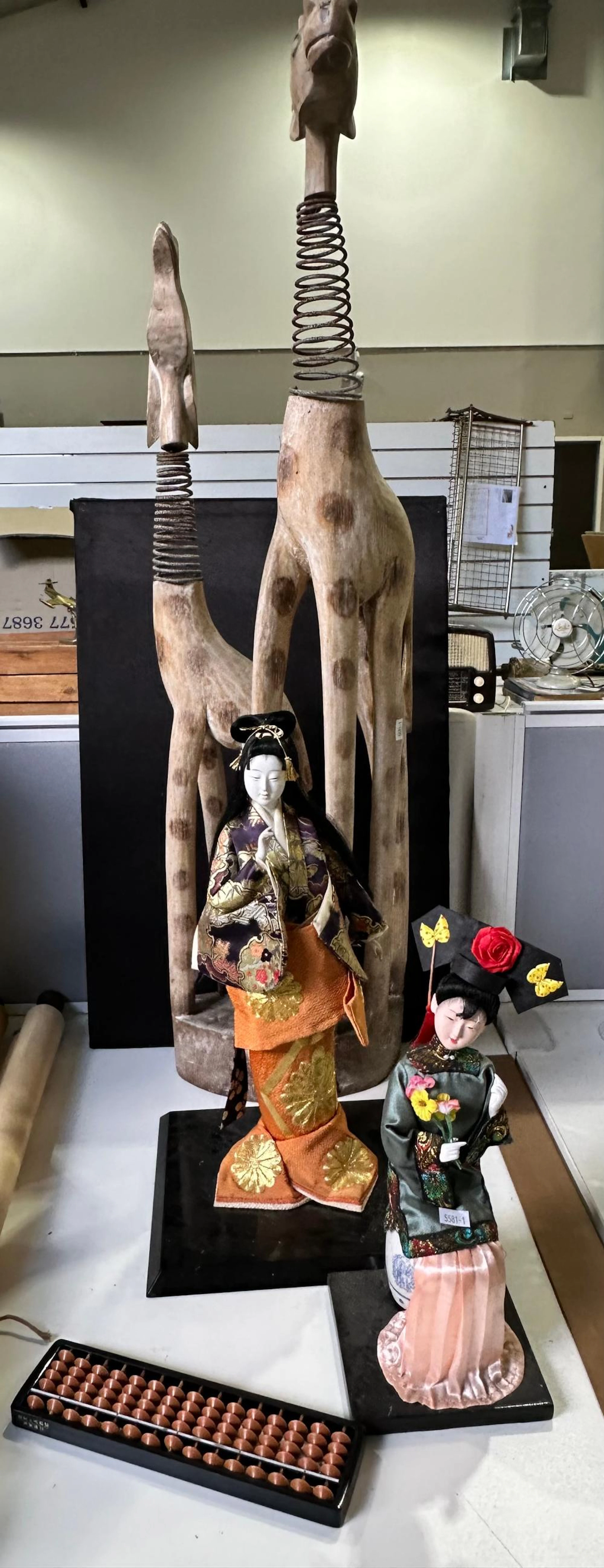 Timber & spring giraffe sculpture