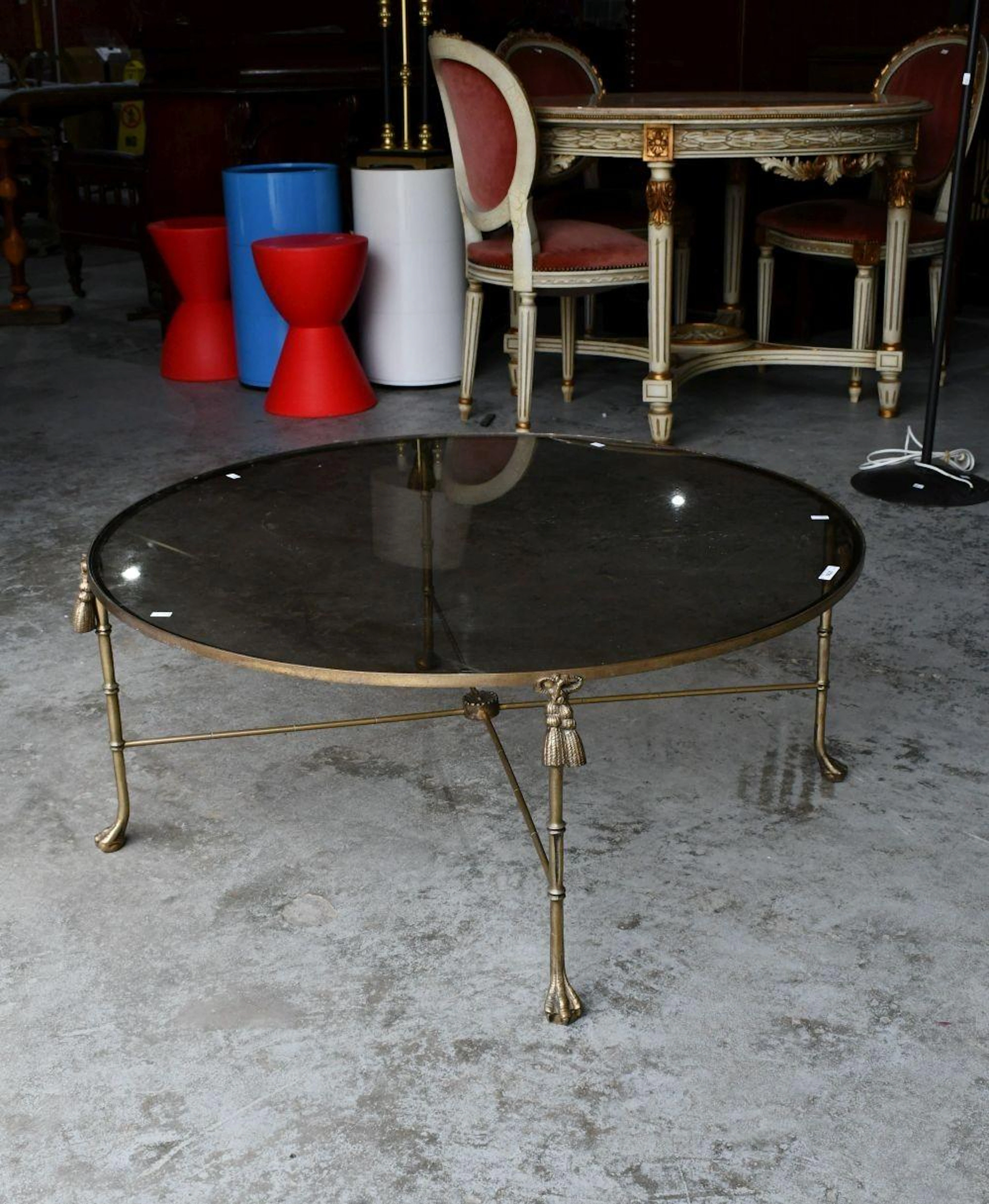 Circular Coffee Table - smoked glass top on decorative...