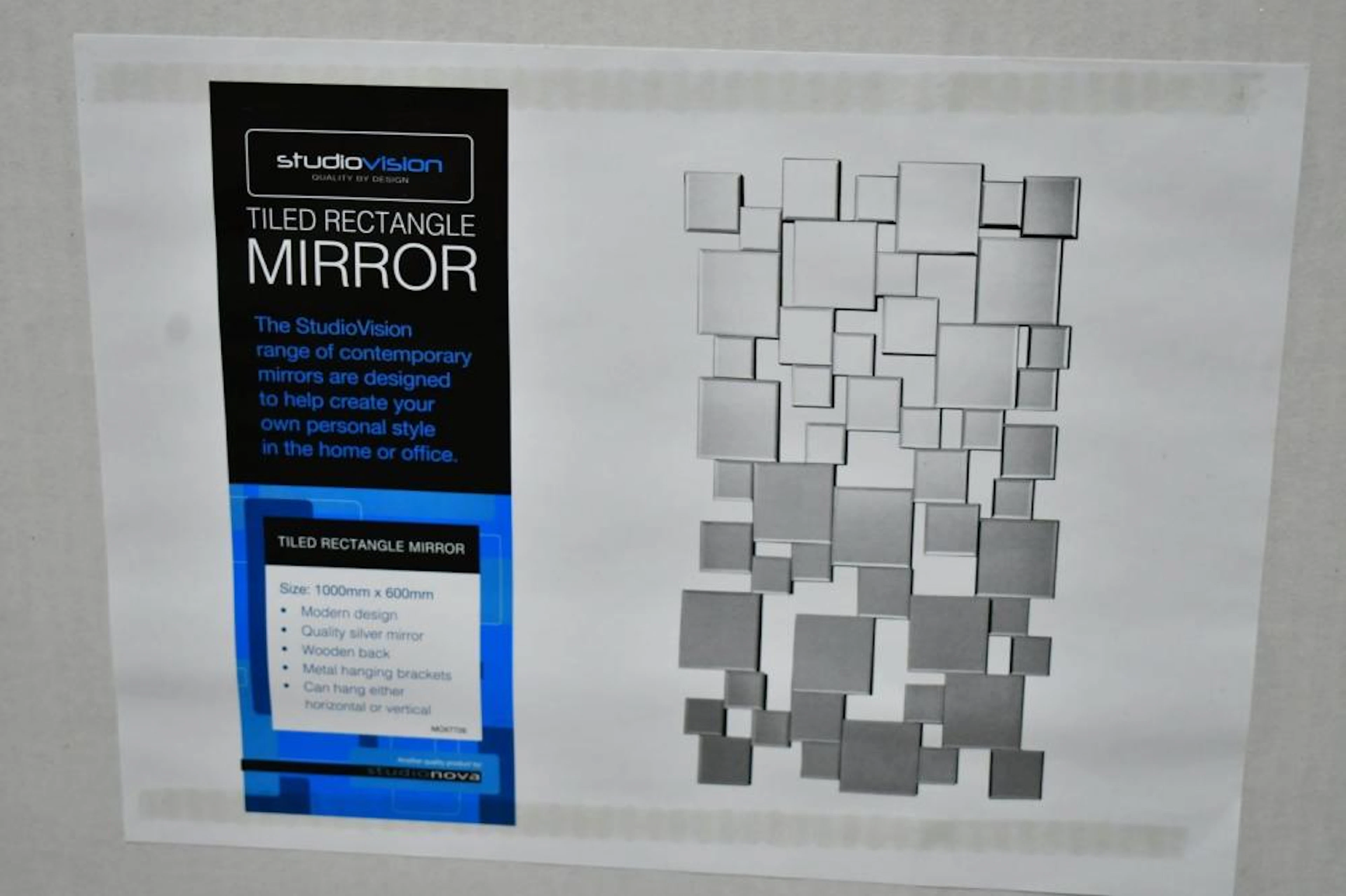 As New Modern Tiled Rectangular Mirror by Studio Vision...