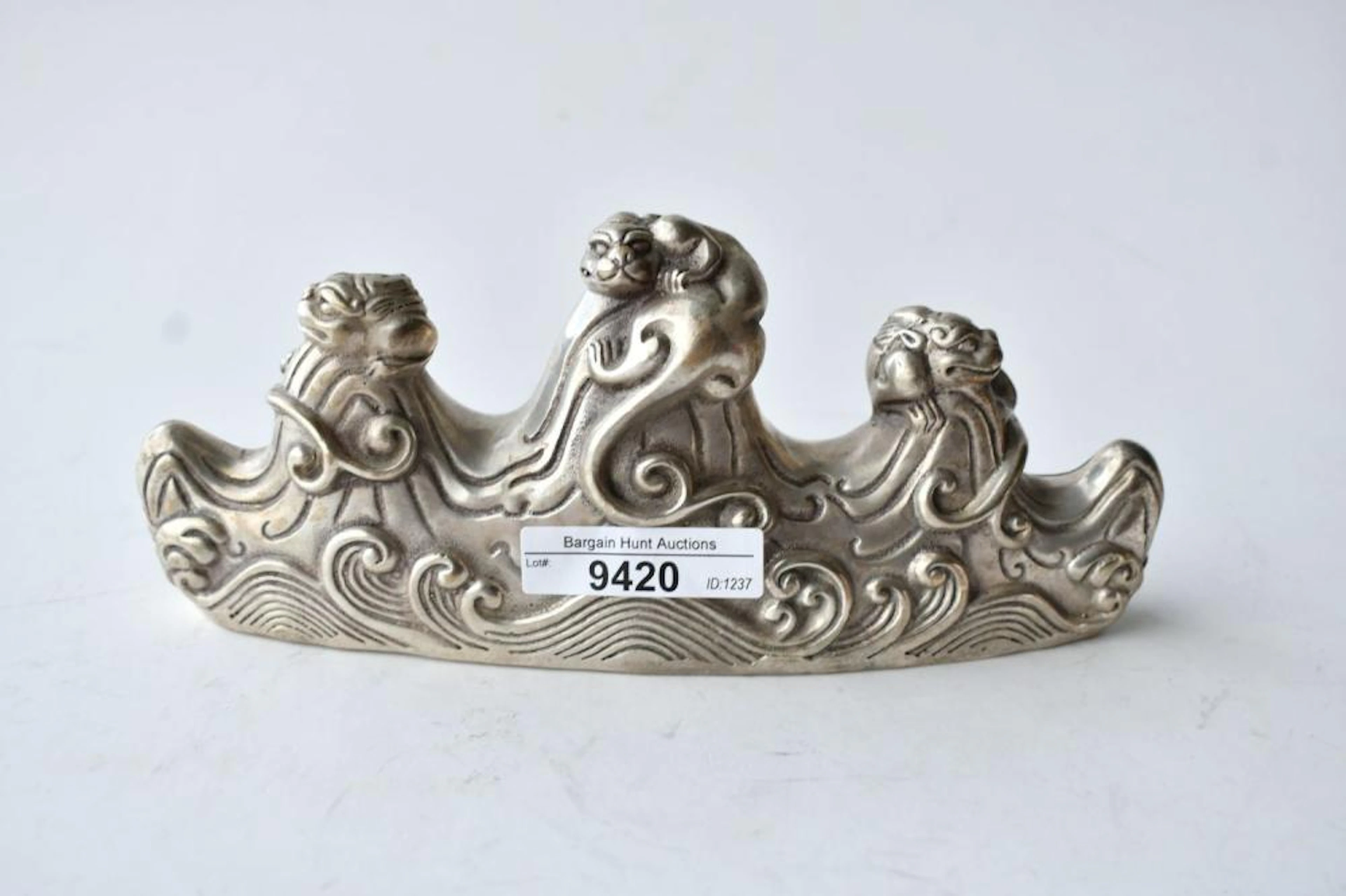 Silvered Metal Sculpture/Paperweight - 3 mythical animal...