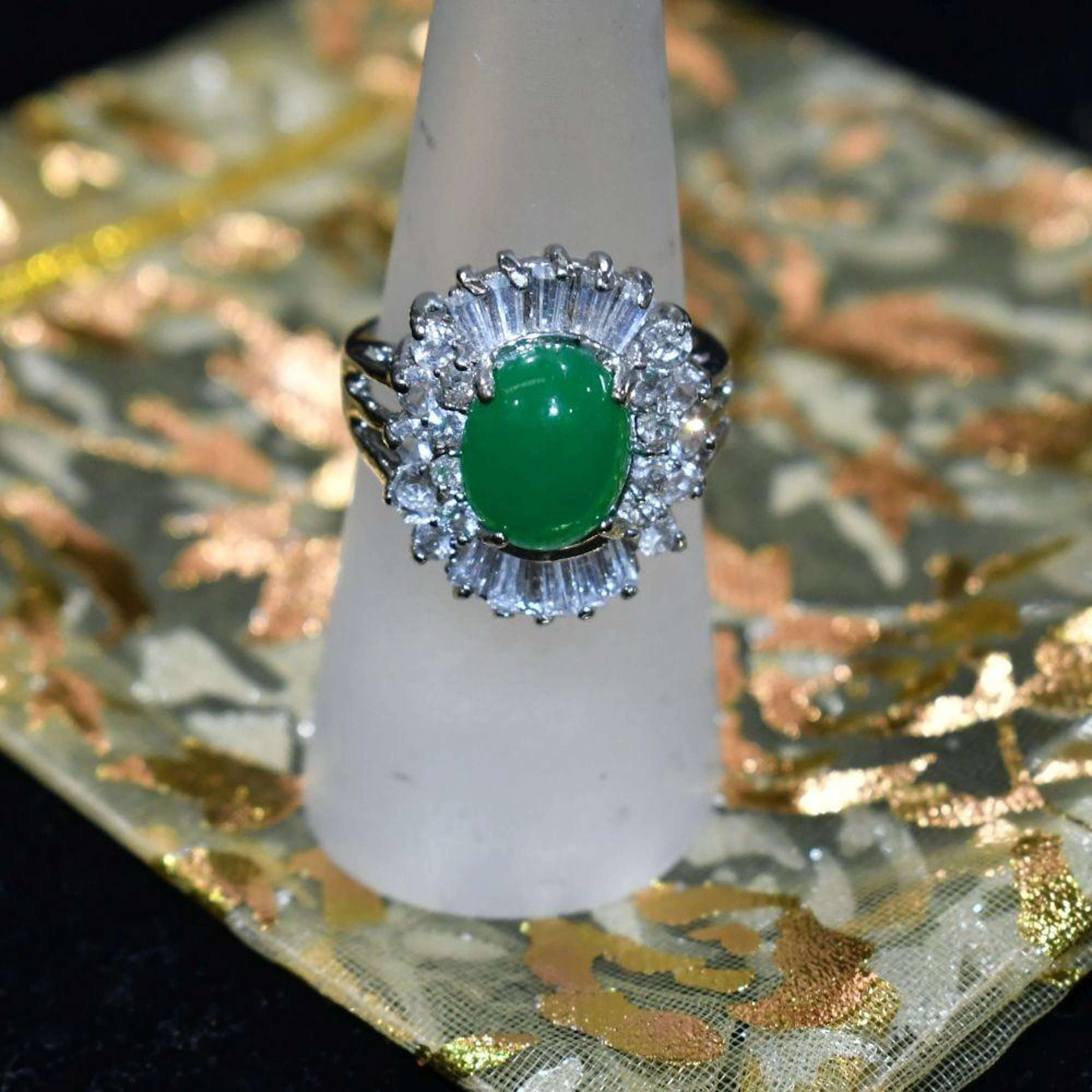 Chinese Ladies Dress Ring - silver metal set with central...
