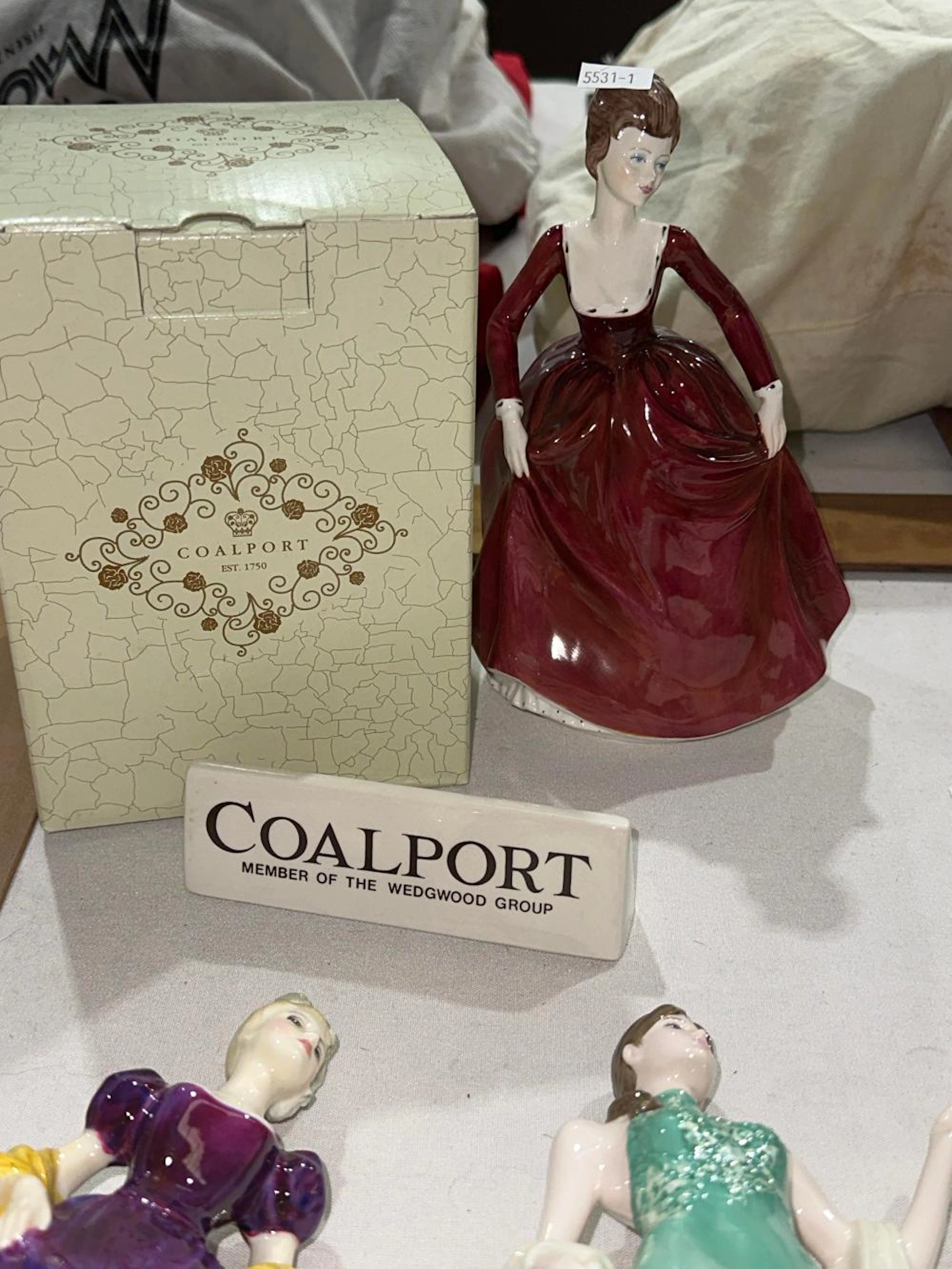 COALPORT bone China figurine, "Sue", made in England. Approx 20cm high