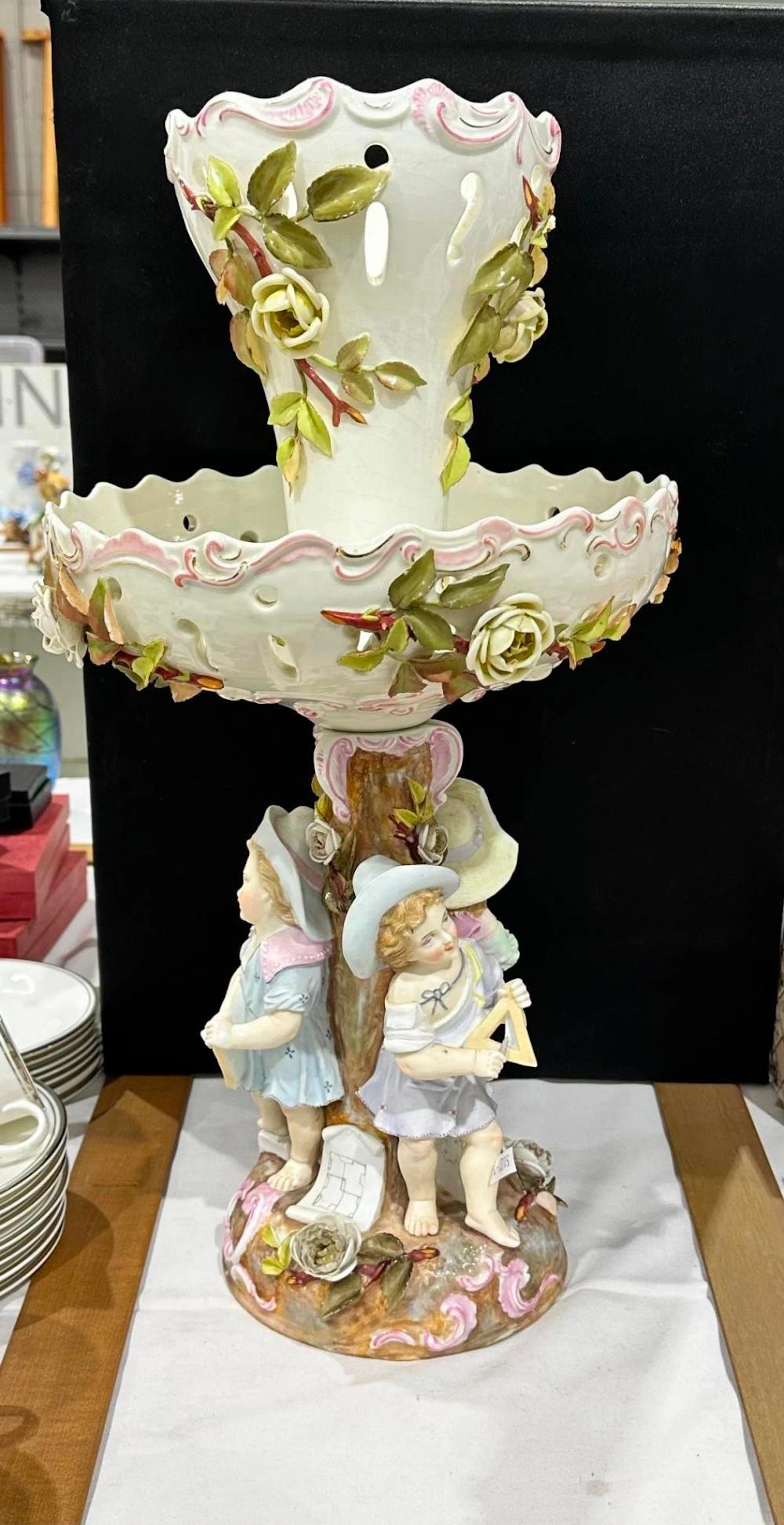 antique European Figural porcelain centrepiece 53cm high