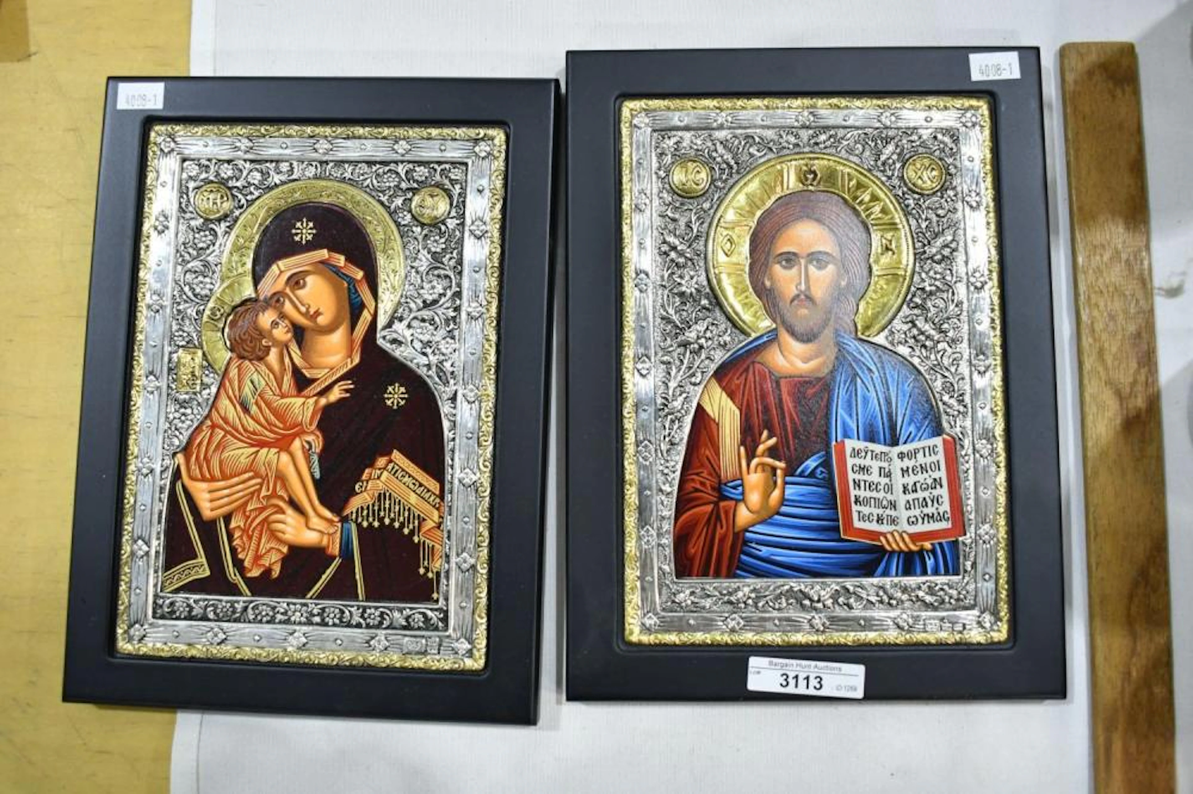 Pair Clarte Reproduction Resin Russian Icons. 26cm x 19cm