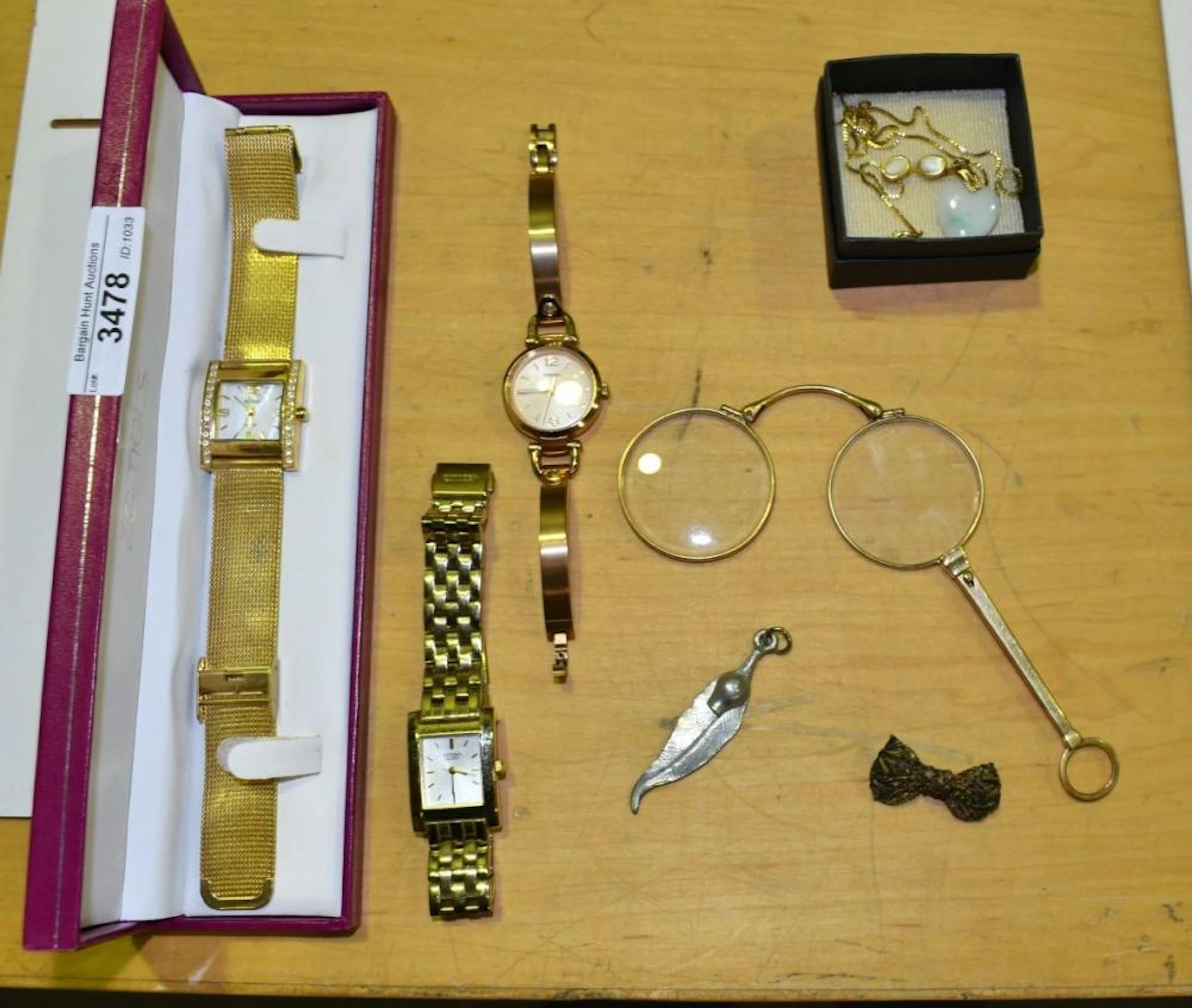 Mixed collection including an antique pair of folding lorgnettes