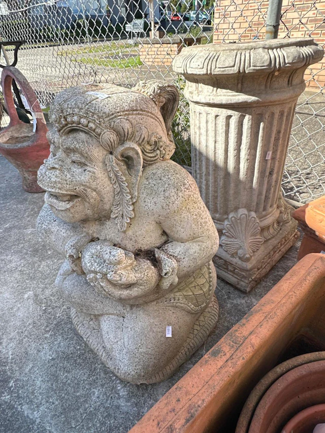 Extremely heavy reconstituted stone monkey God ?Hanuman?...