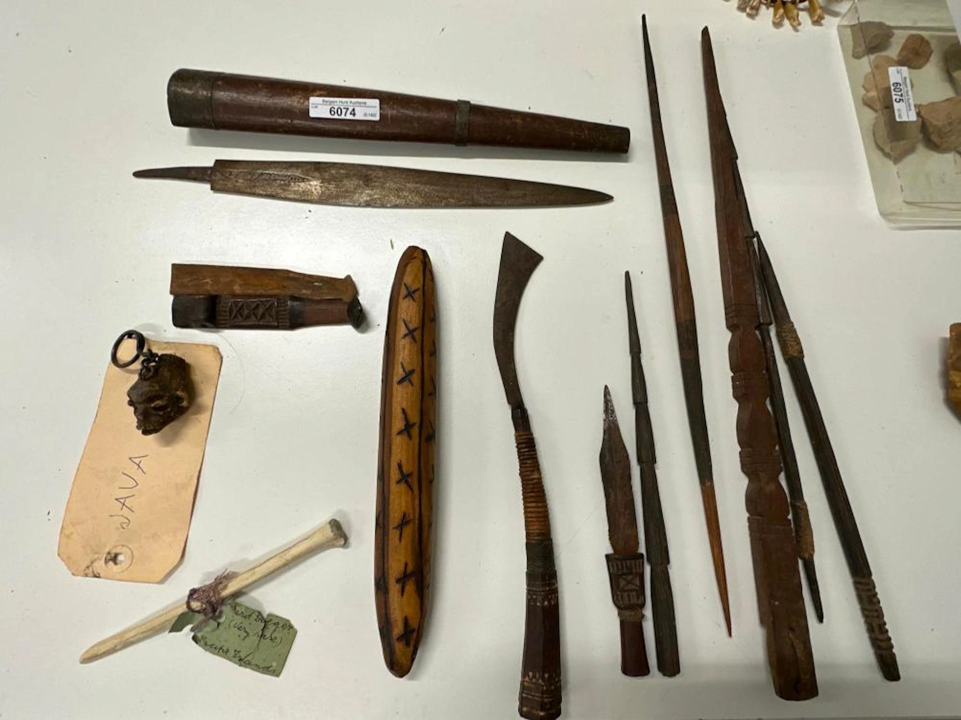 Collection of tribal ethnographic items.