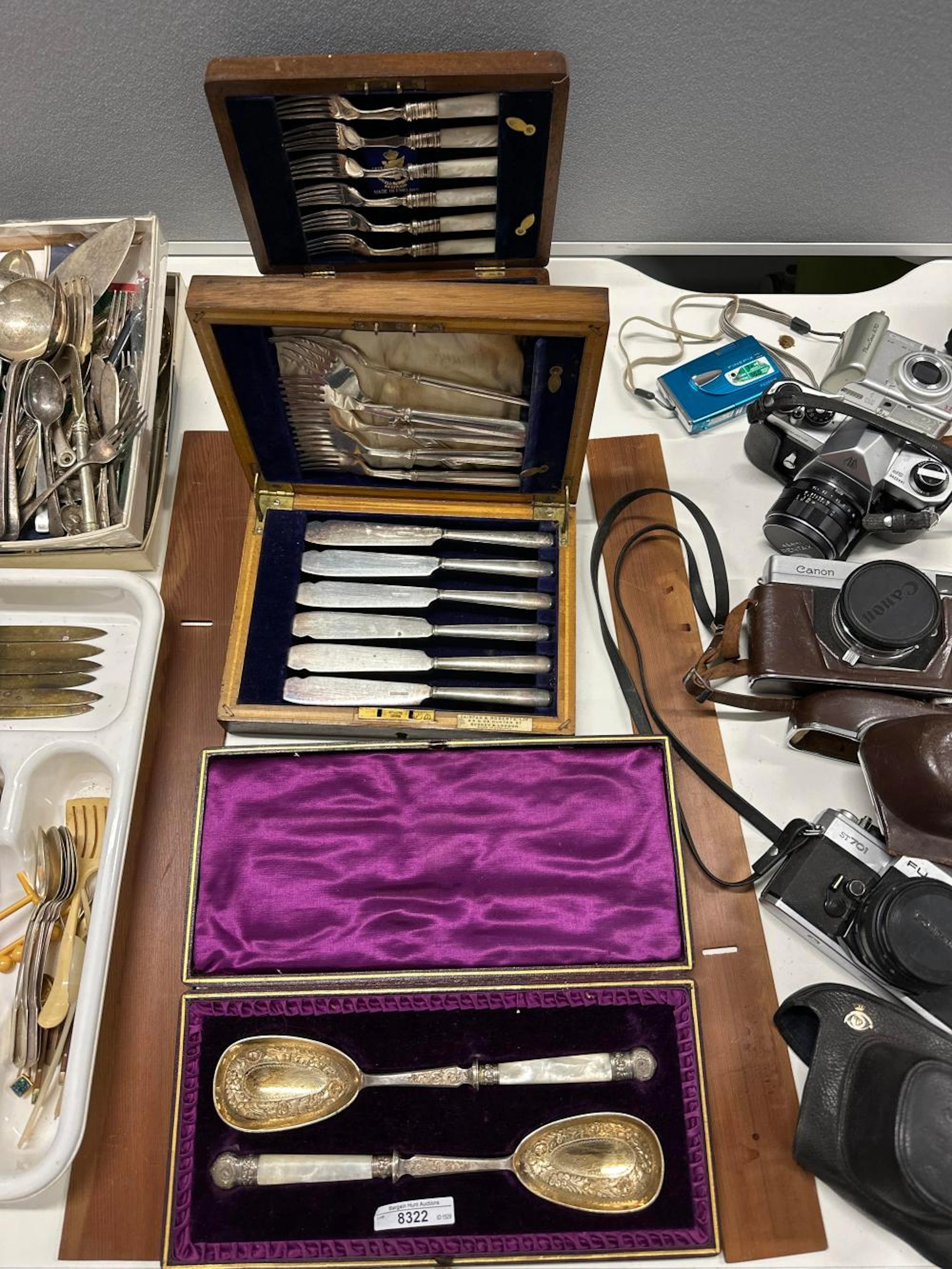 Silver plated boxed cutlery sets x 3