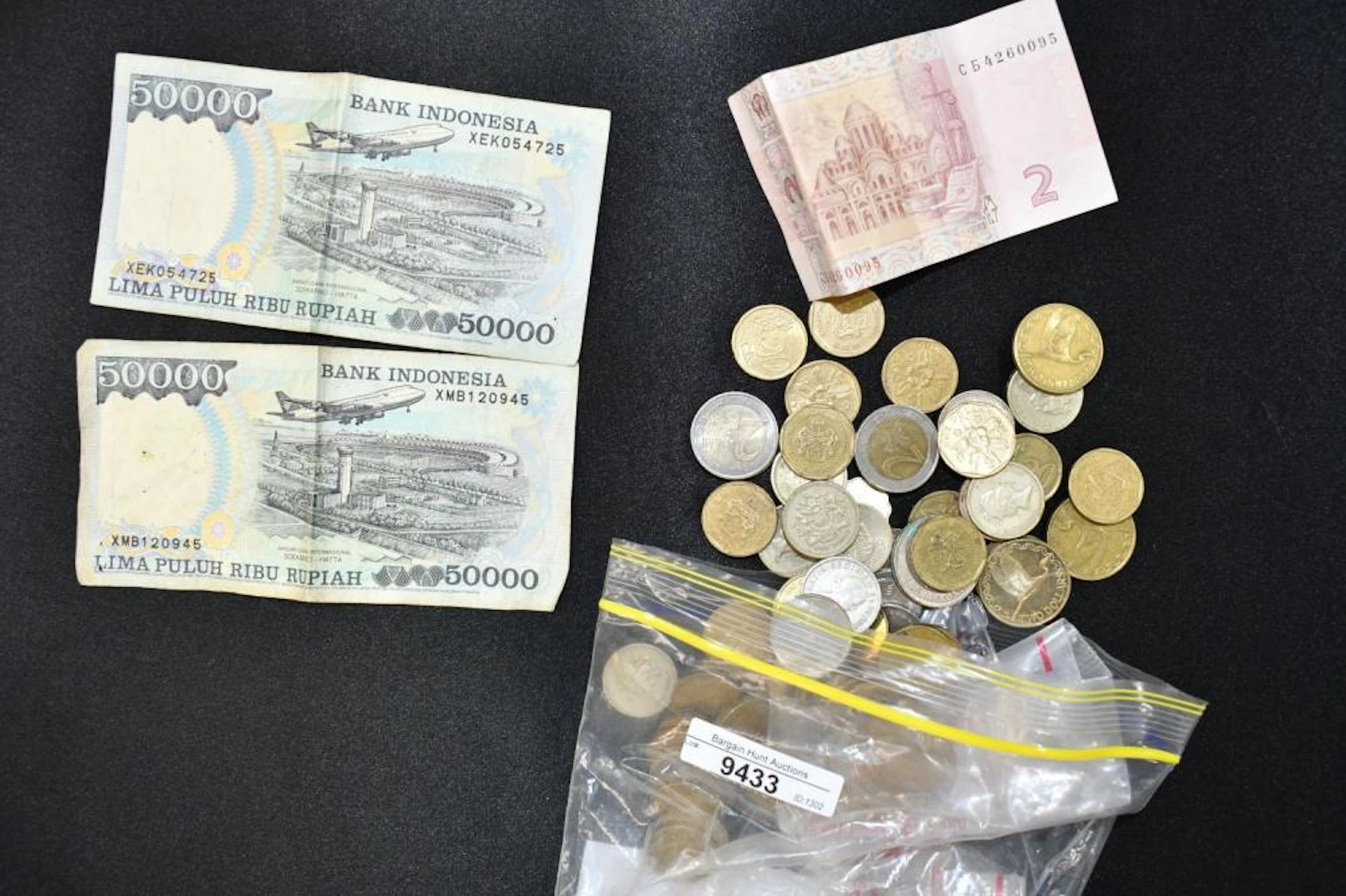 Foreign Currency, Coins and Notes - incl. English, Euros, Indonesian notes, etc.