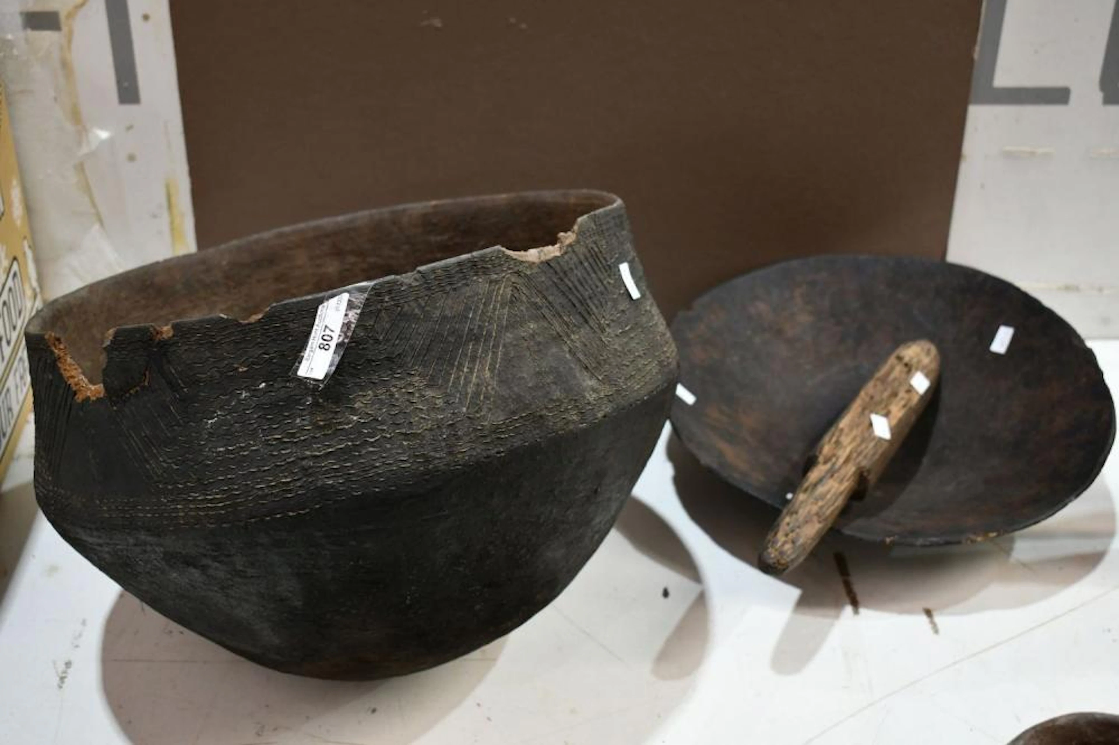 Large Vintage Hand Carved Timber Bowl - possibly an...