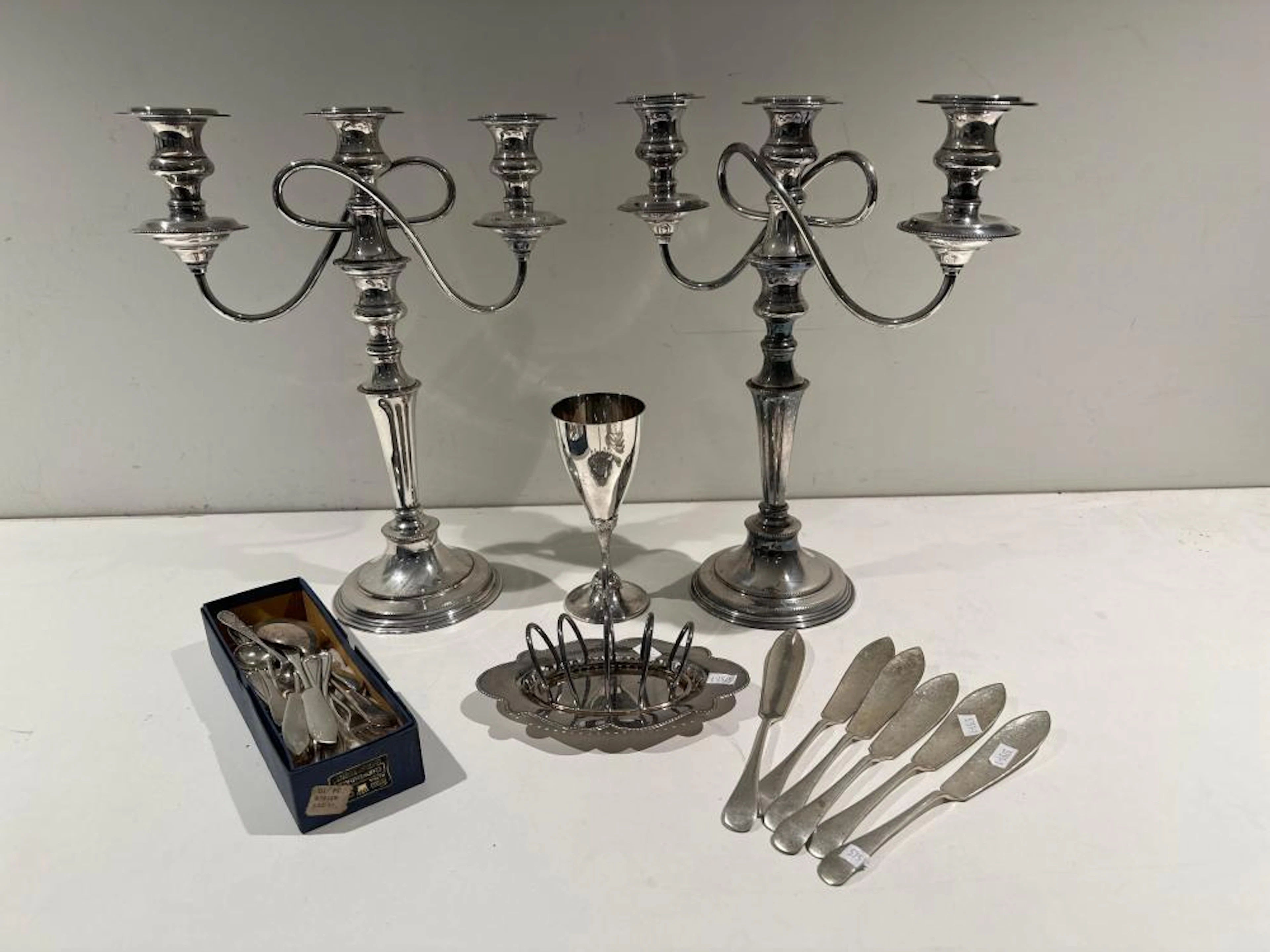 EPNS SILVERPLATE CANDELABRA & CUTLERY