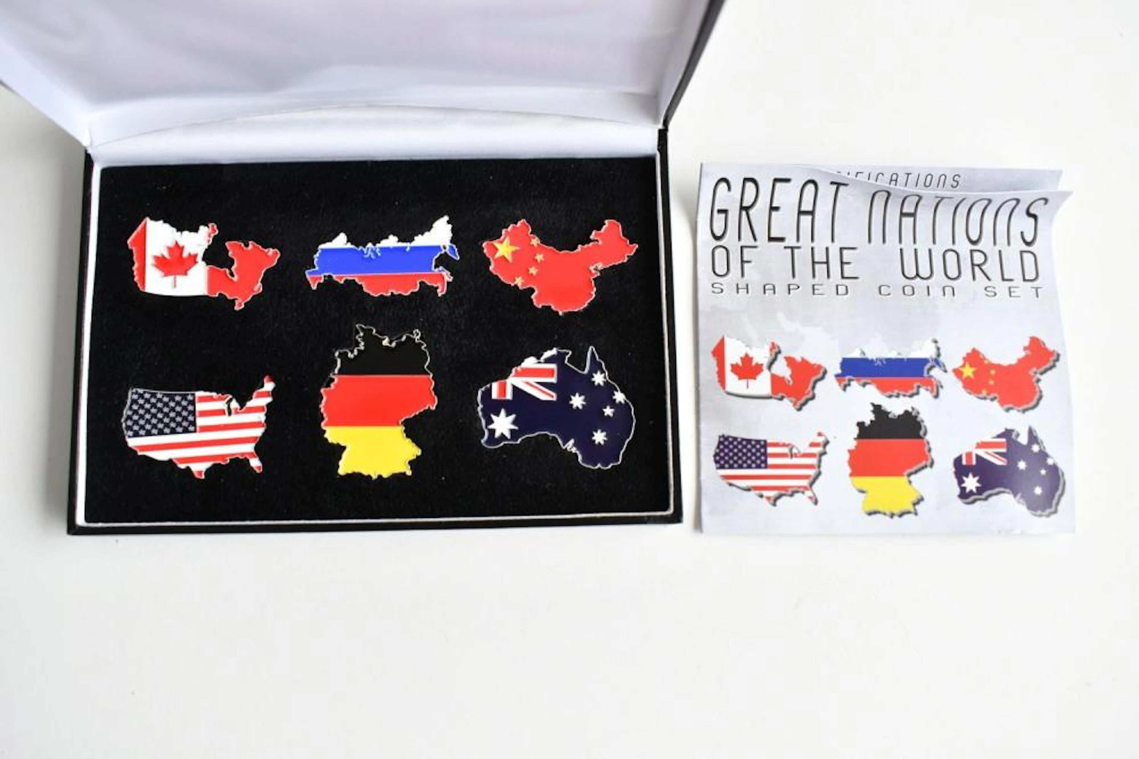 Set of Six Great Nations of the World Shaped Coin Sets...