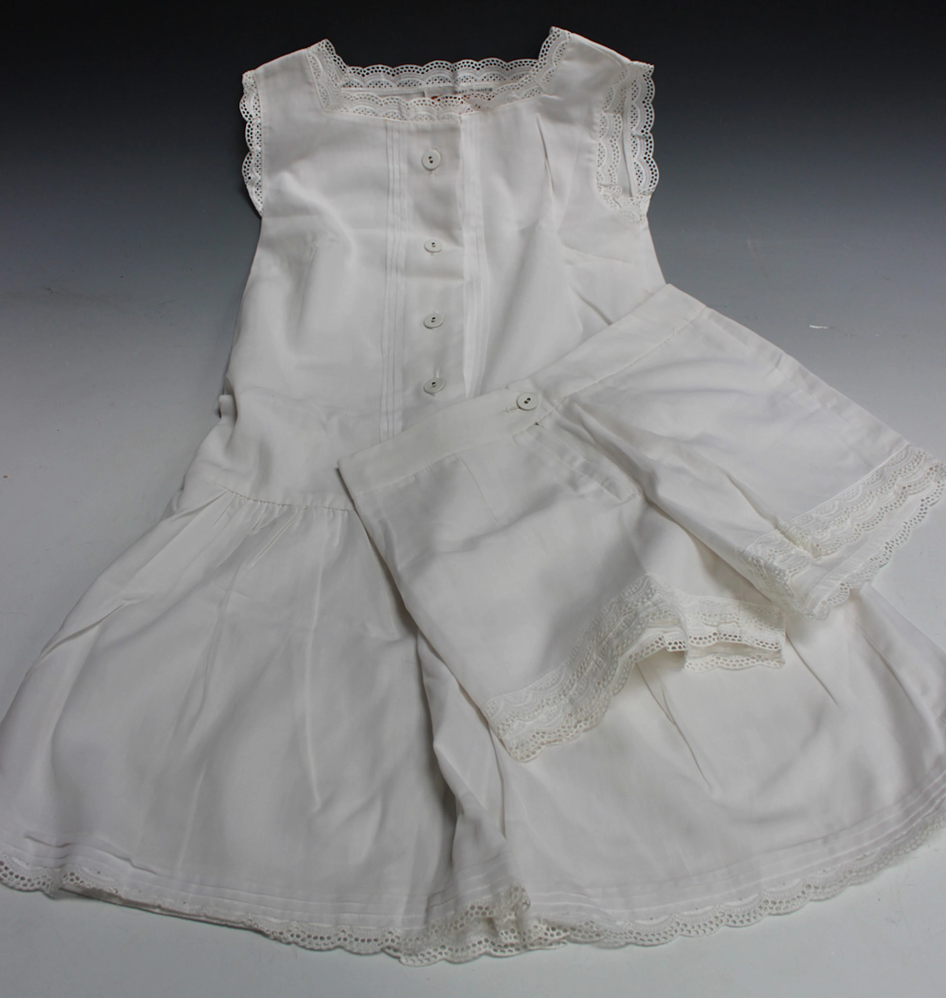 A MARY QUANT GINGER GROUP WHITE COTTON TWO-PIECE TENNIS DRESS