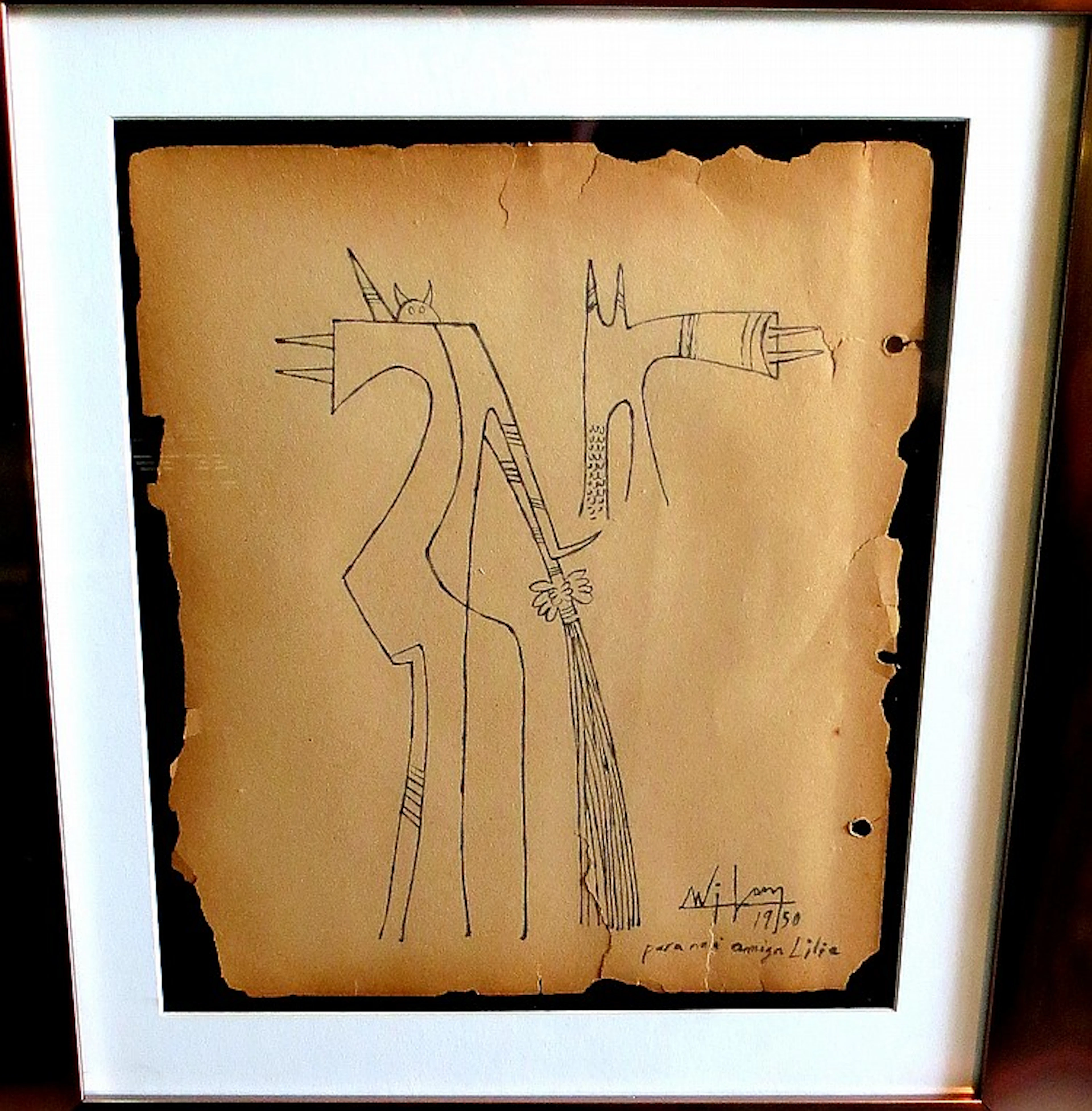 W. Lam "Abstract" Pencil on Paper - with COA