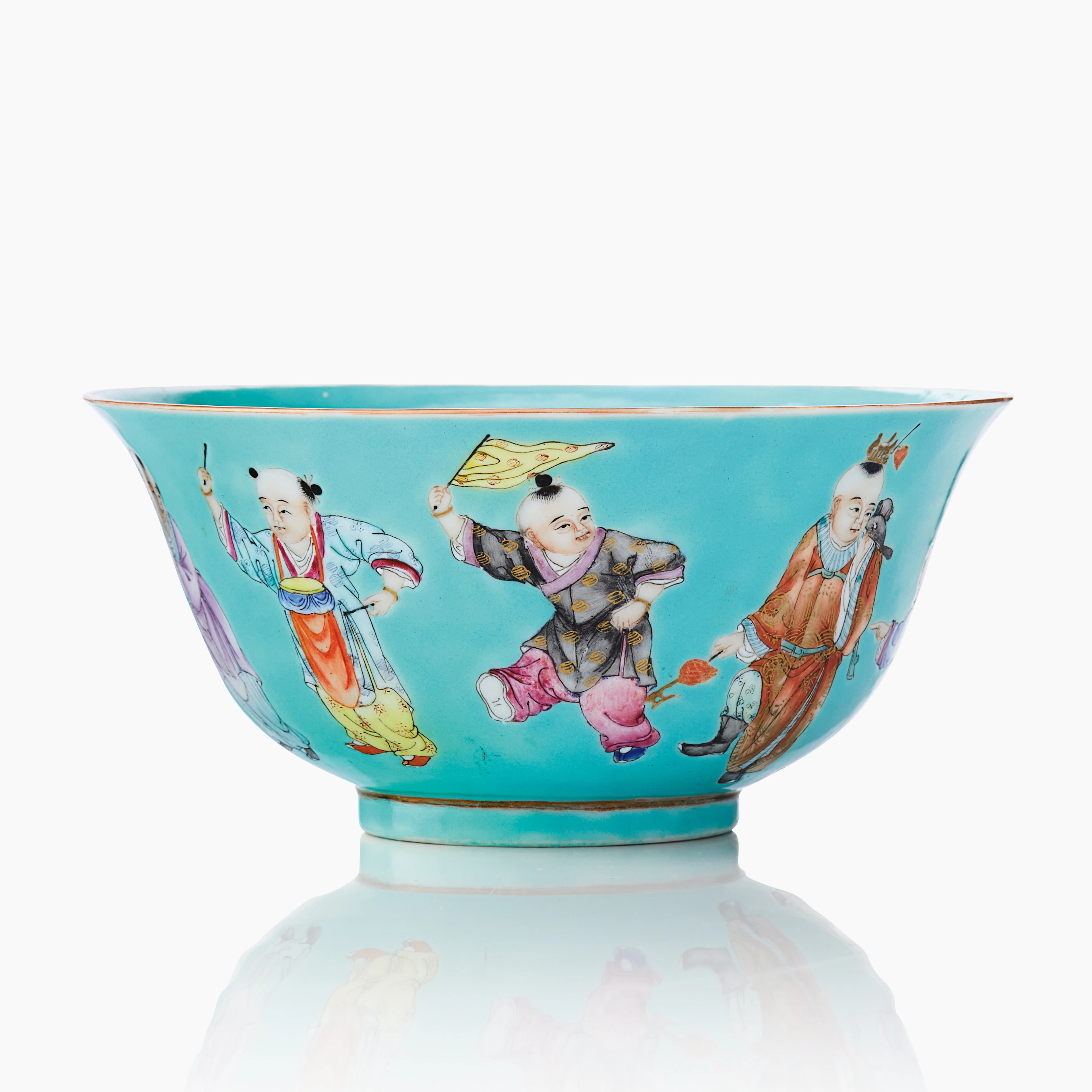 A Chinese Turquoise Ground ‘Boys’ Bowl