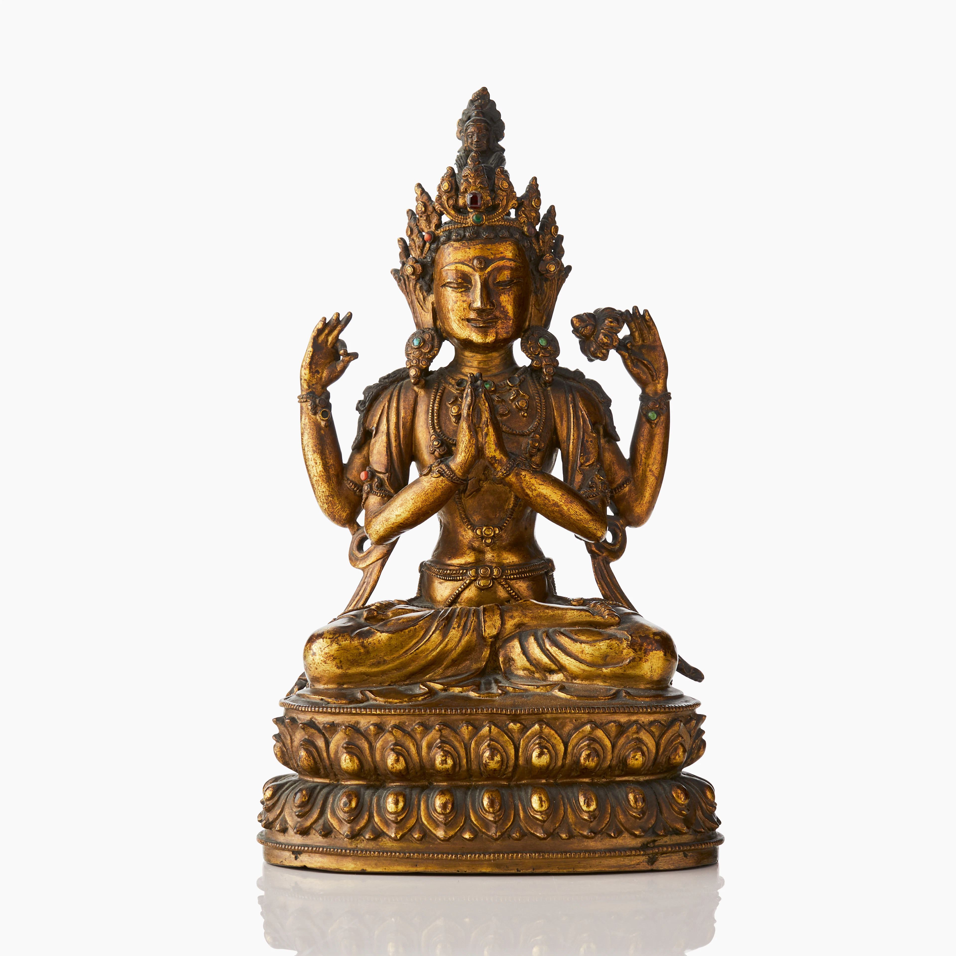 A Tibetan Gilt Bronze Figure of Bodhisattva Avalokiteśvara
