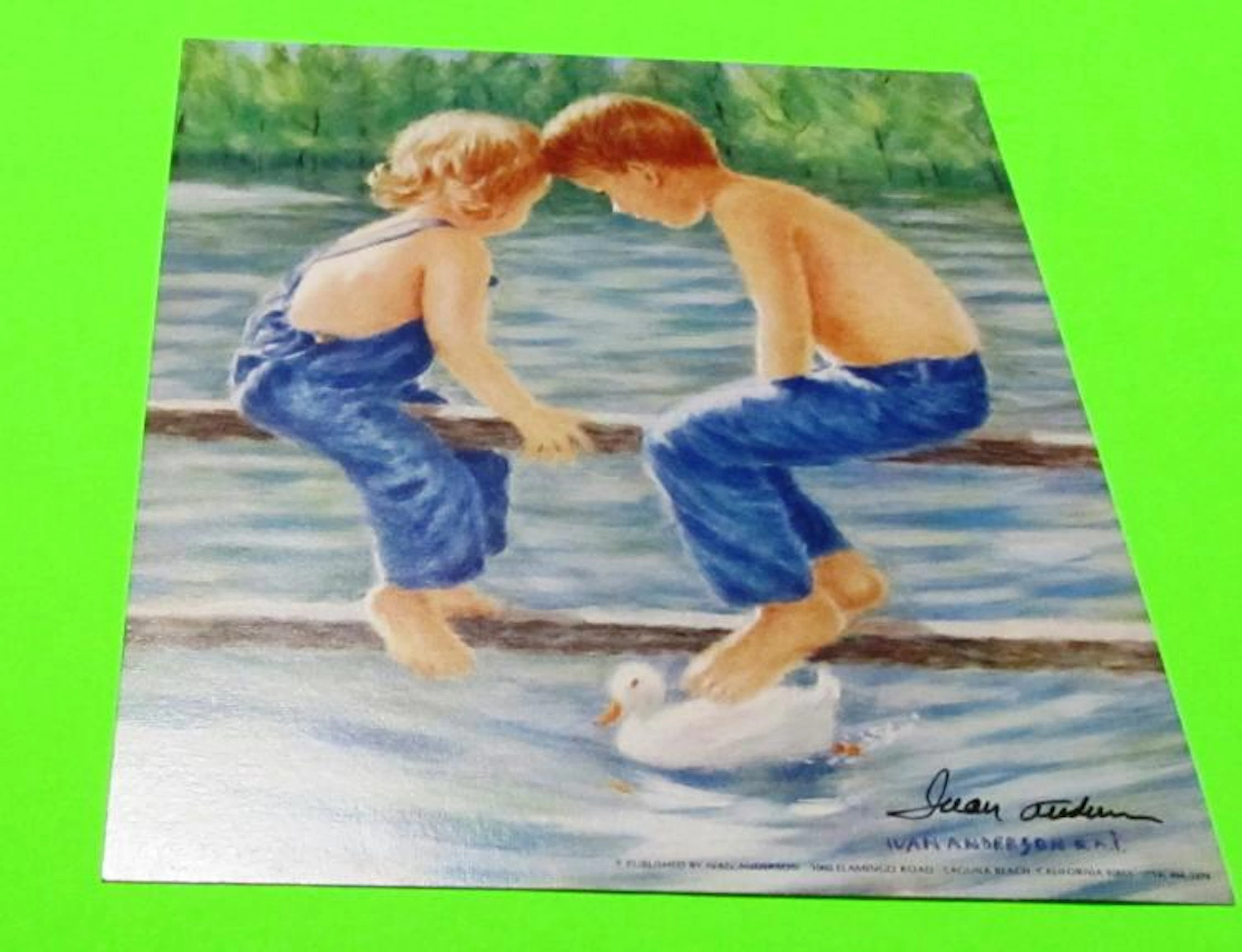 Ivan Anderson artist Hand Signed Print "Duck Watching" 8 x 10 Real Sharp