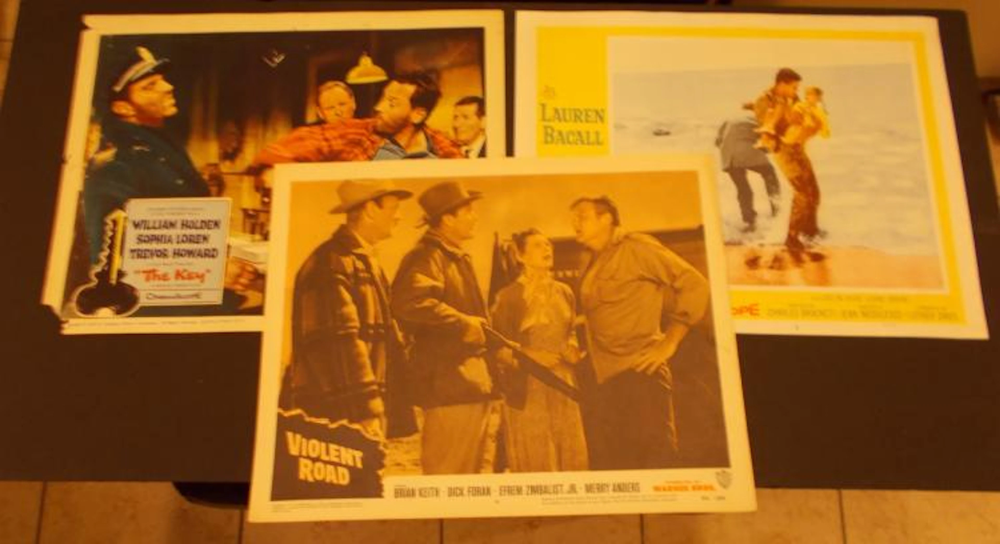 (3)1958 Lobby Cards "The Key" Starring William Holden & Sophia Loren +2