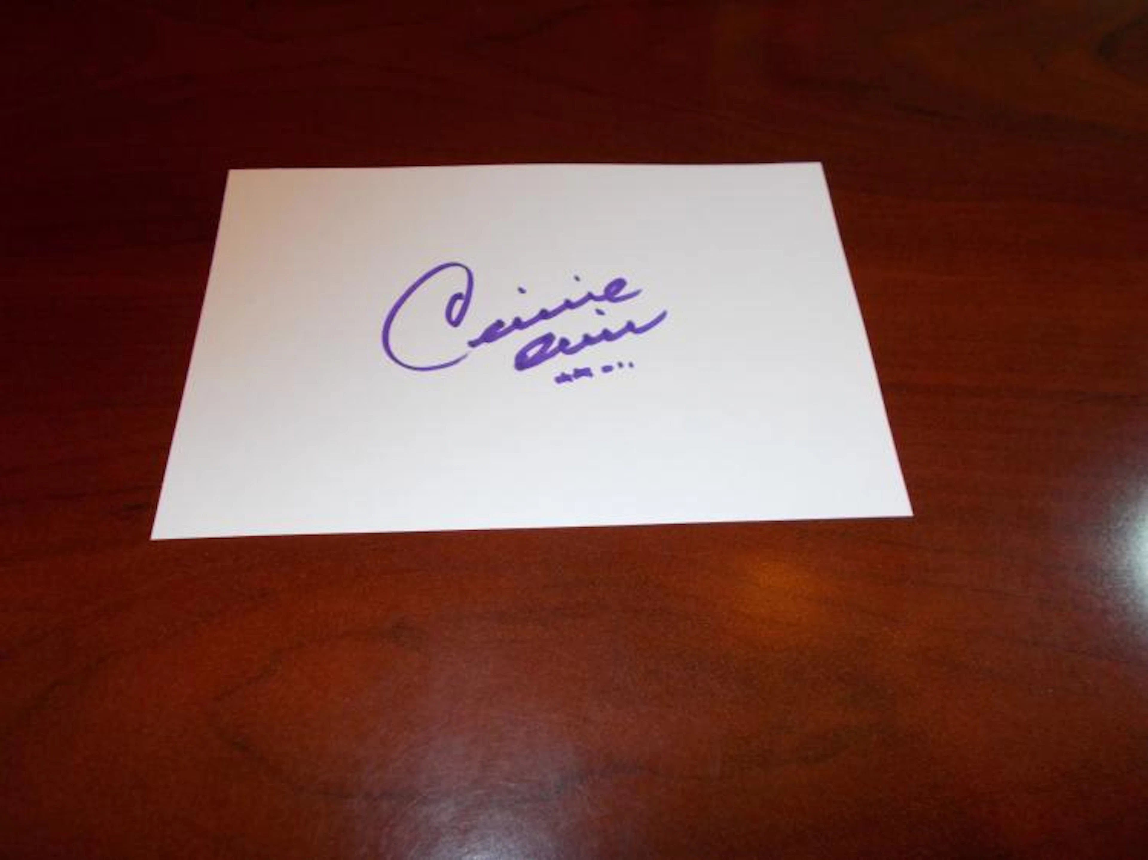 Celine Dion Hand Signed Index Card