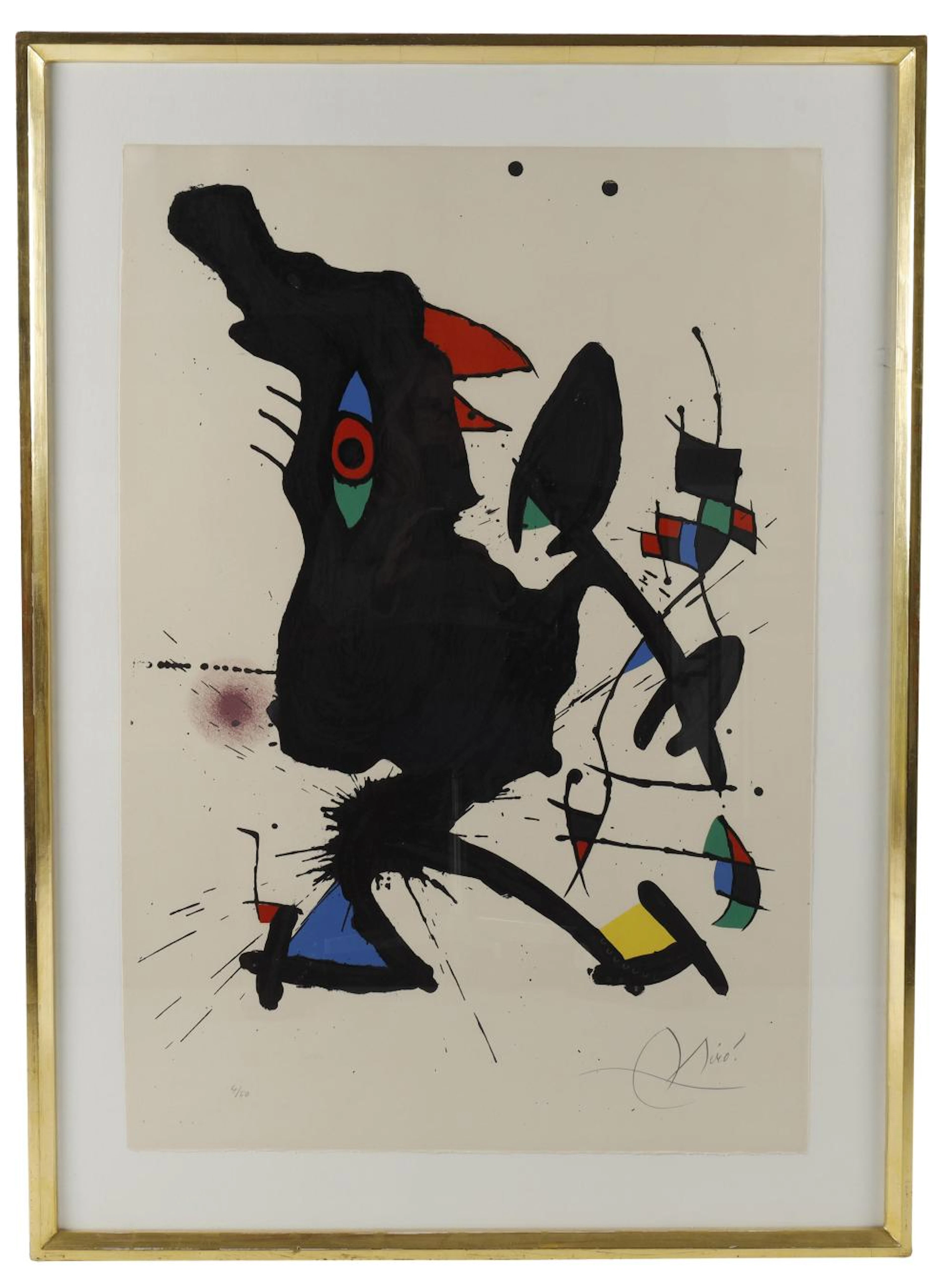 Joan Miro (1893-1983): Komposition. Litografi i farver.