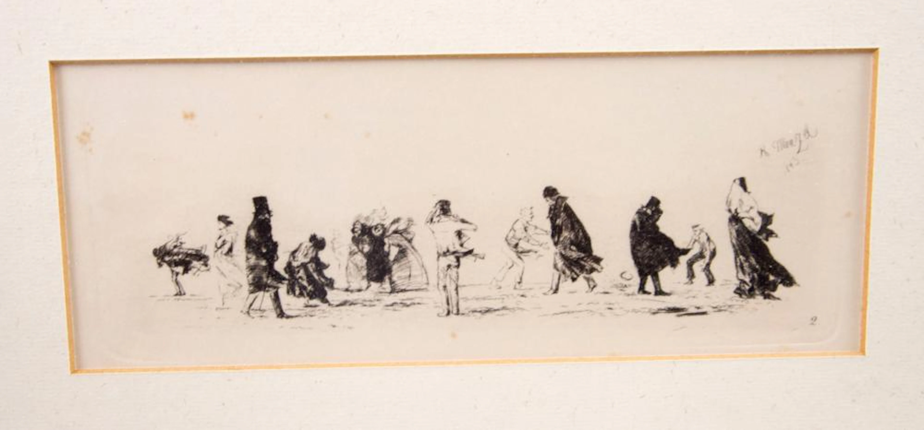Adolph von Menzel (1815-1905), 'Figuren im Sturm', 1843