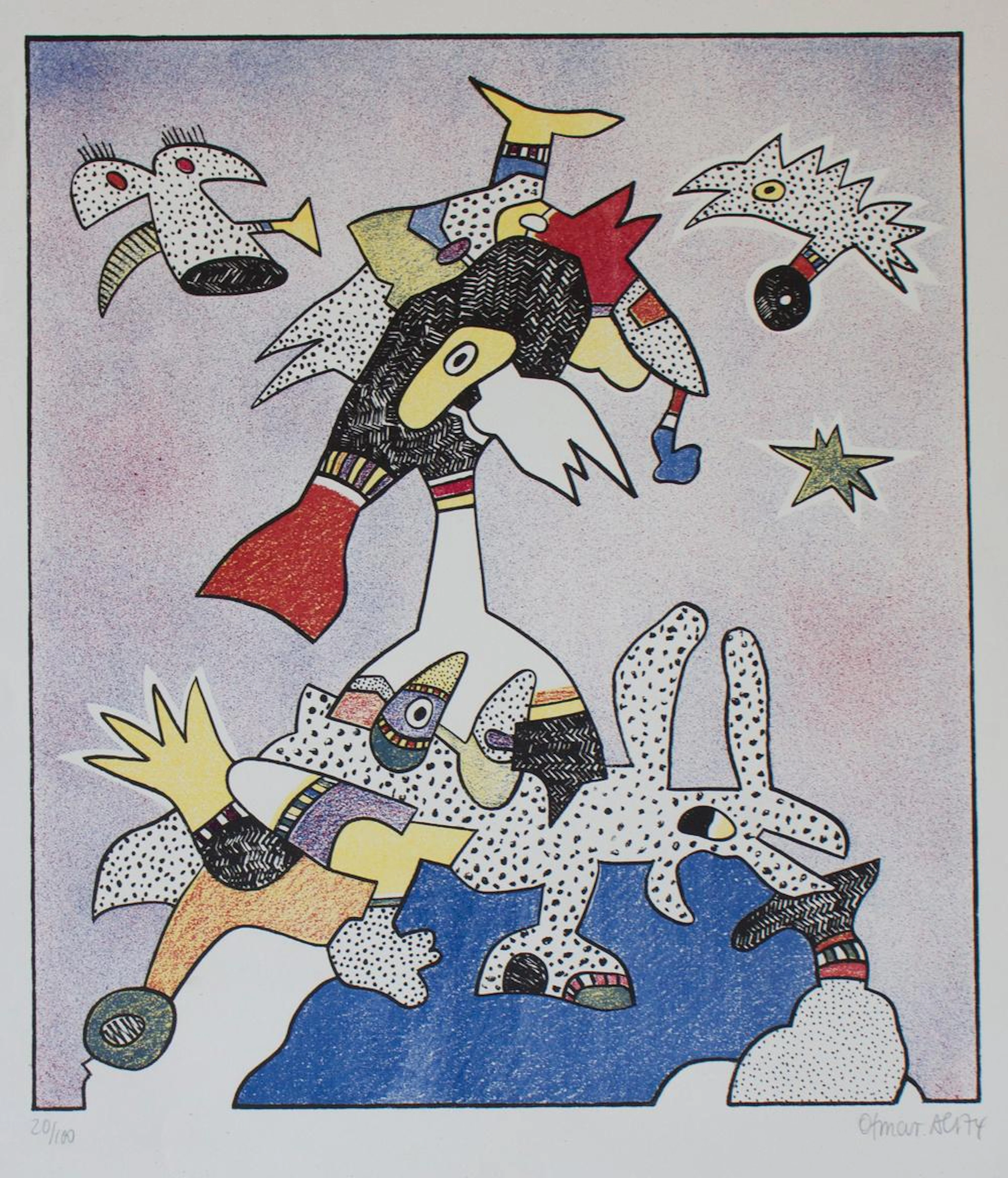Otmar Alt (*1940), 'Fliegende Formen' / 'Flying shapes', 1974