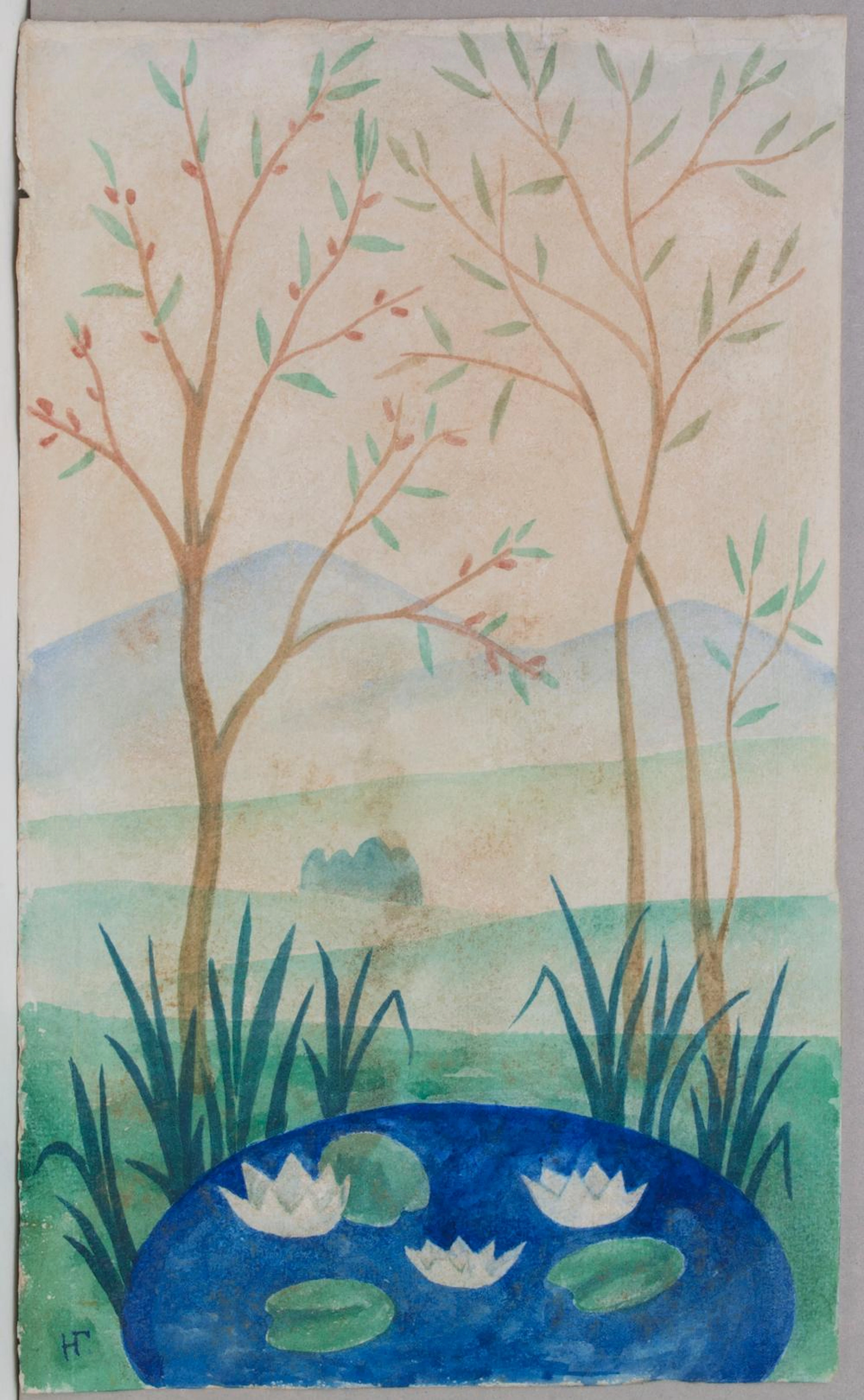 Nathalie Gontcharova (1881-1962), 'Paysage au petit étang'