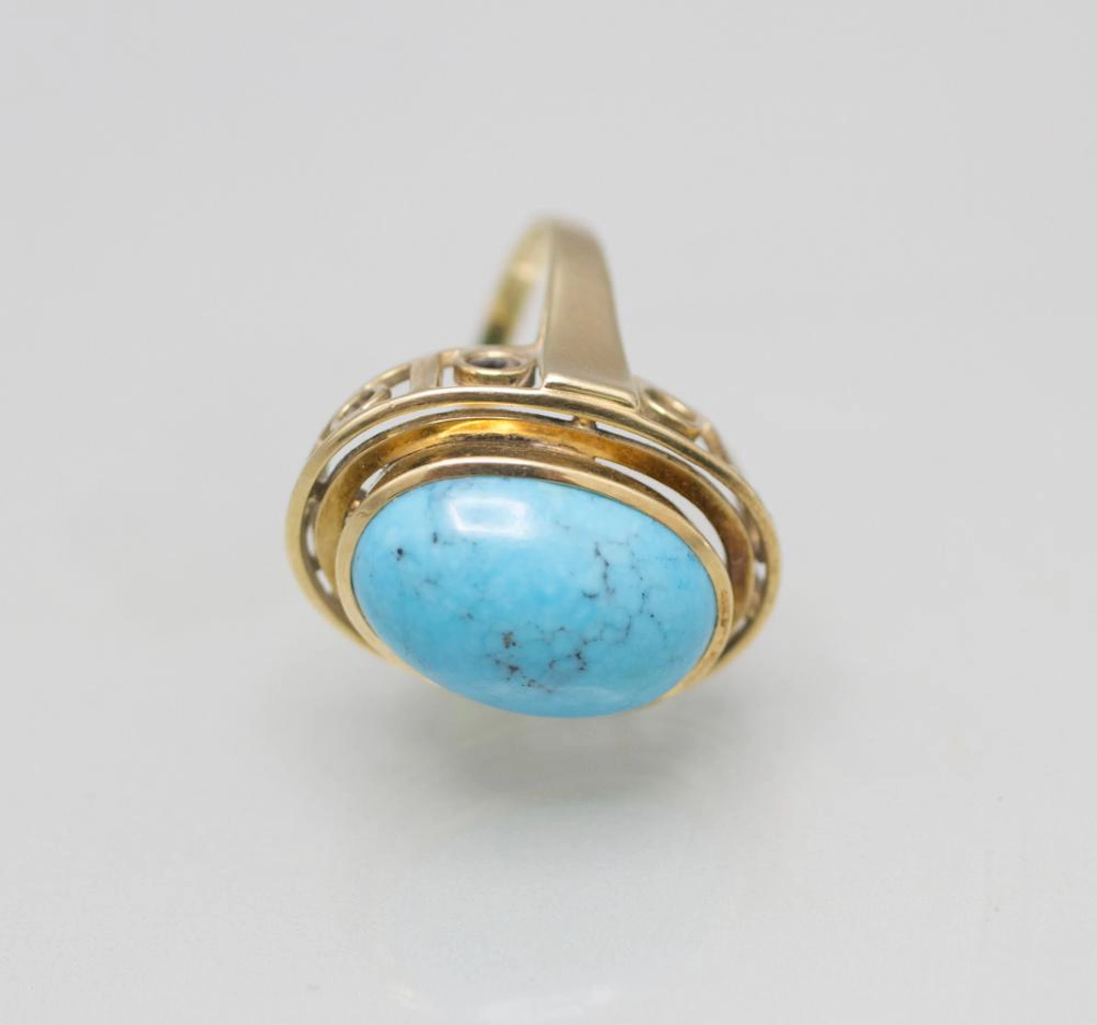 Damenring mit Türkis / A ladies 14 ct gold ring with turquoise