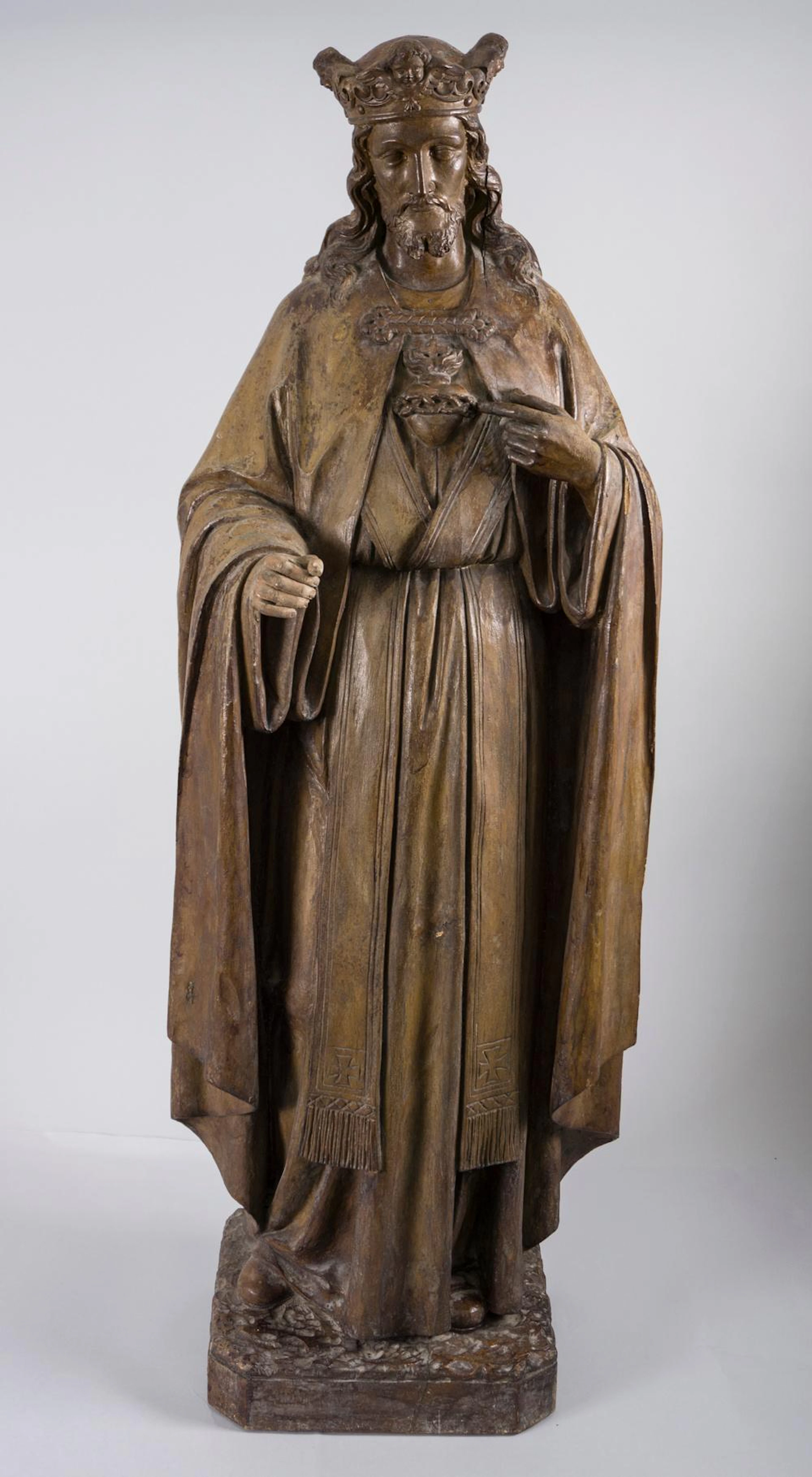 Barock Skulptur 'Szent Laszló mit Herz Jesu' / Hl. Ladislaus / Ungarn, 18. Jh.