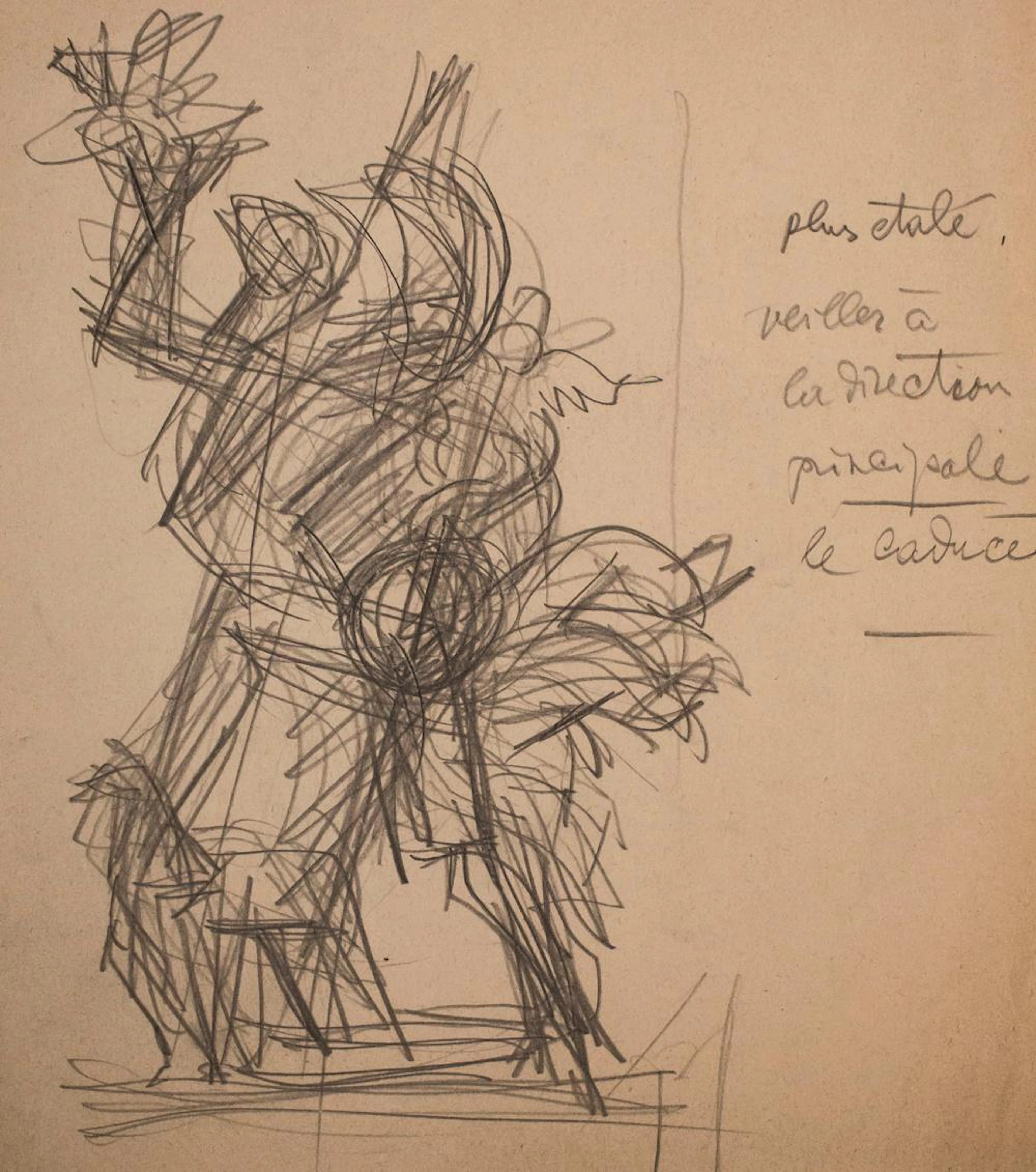 Jacques LIPCHITZ (1891-1973), Studie mit Anmerkung / Study with commentary