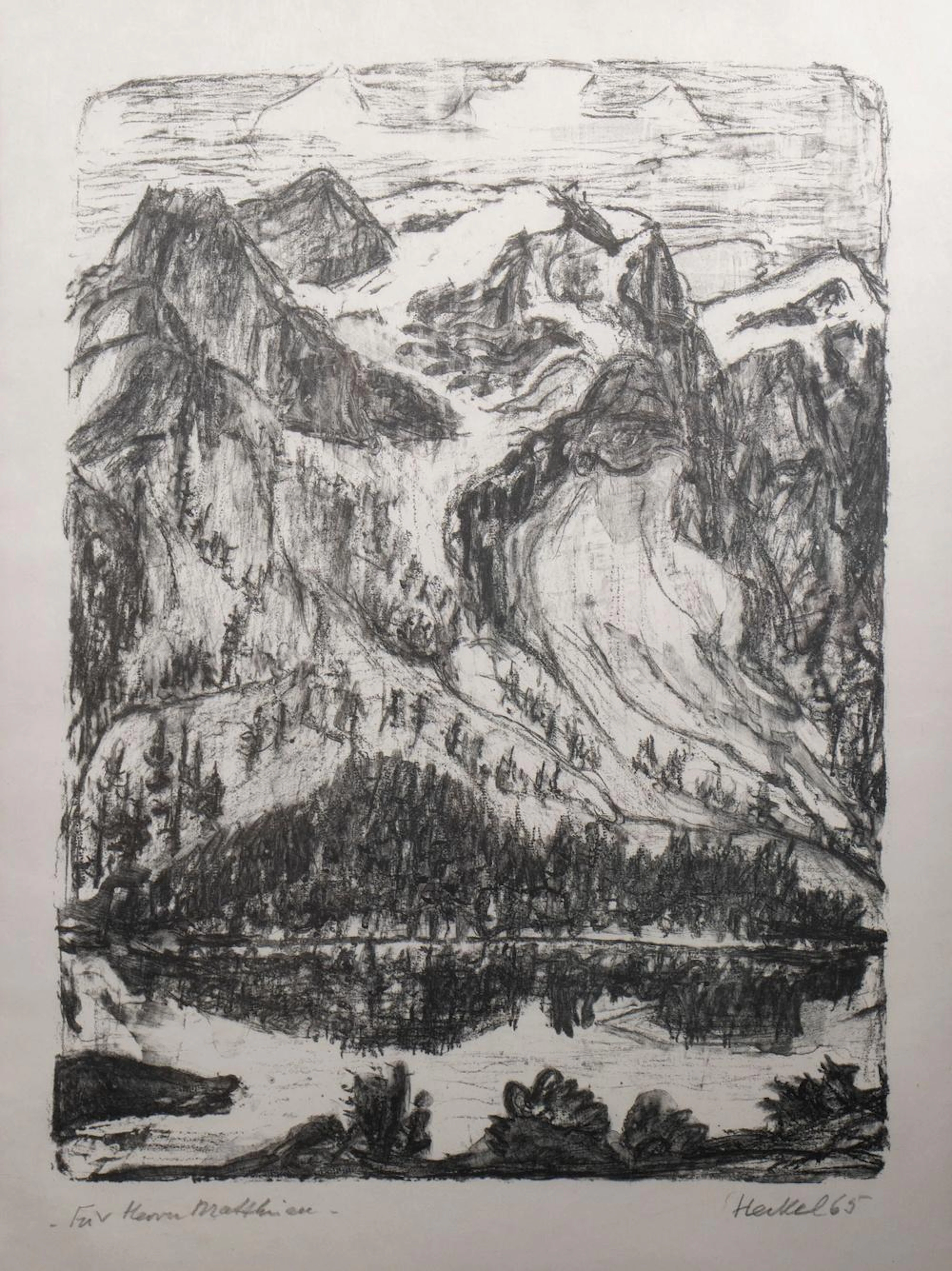 Erich HECKEL (1883-1970), 'Berghang am See' / 'Mountain slope by the lake', 1965